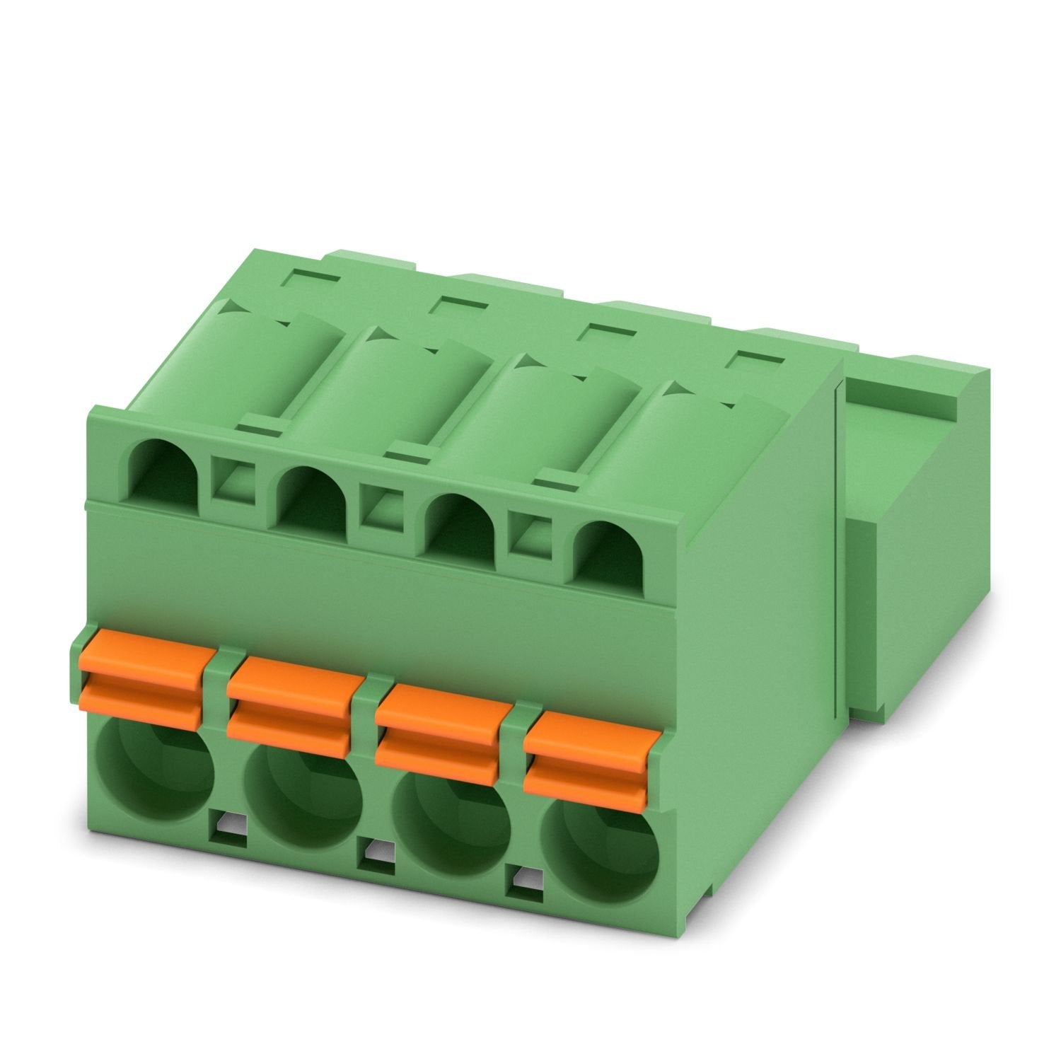 PCB connector, nominal cross section: 2.5 mm 2 , color: green, nominal current: 12 A, rated voltage (III/2): 320 V, contact surface: Sn, contact connection type: Pin, number of potentials: 4, number of rows: 1, number of positions: 4, number of connections: 4, product range: FKIC 2,5/..-ST, pitch: 5 mm, connection method: Push-in spring connection, conductor/PCB connection direction: 0 °, locking clip: - without locking clip, plug-in system: COMBICON MSTB 2,5, locking: without, mounting method: without, typ