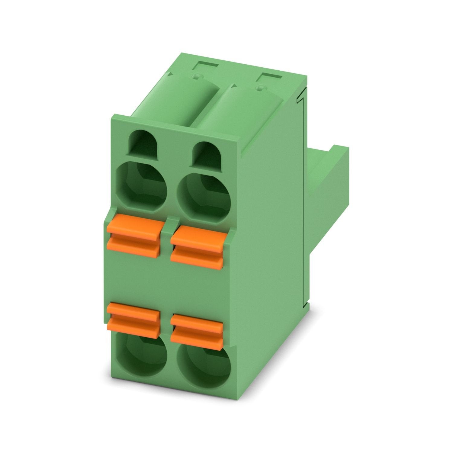 PCB TWIN plug, nominal cross section: 2.5 mm 2 , color: green, nominal current: 12 A, rated voltage (III/2): 320 V, contact surface: Sn, contact connection type: Socket, number of potentials: 2, number of rows: 1, number of positions: 2, number of connections: 4, product range: TFKC 2,5/..-ST, pitch: 5.08 mm, connection method: Push-in spring connection, conductor/PCB connection direction: 0 °, locking clip: - Locking clip, plug-in system: COMBICON MSTB 2,5, locking: without, mounting method: without, type 