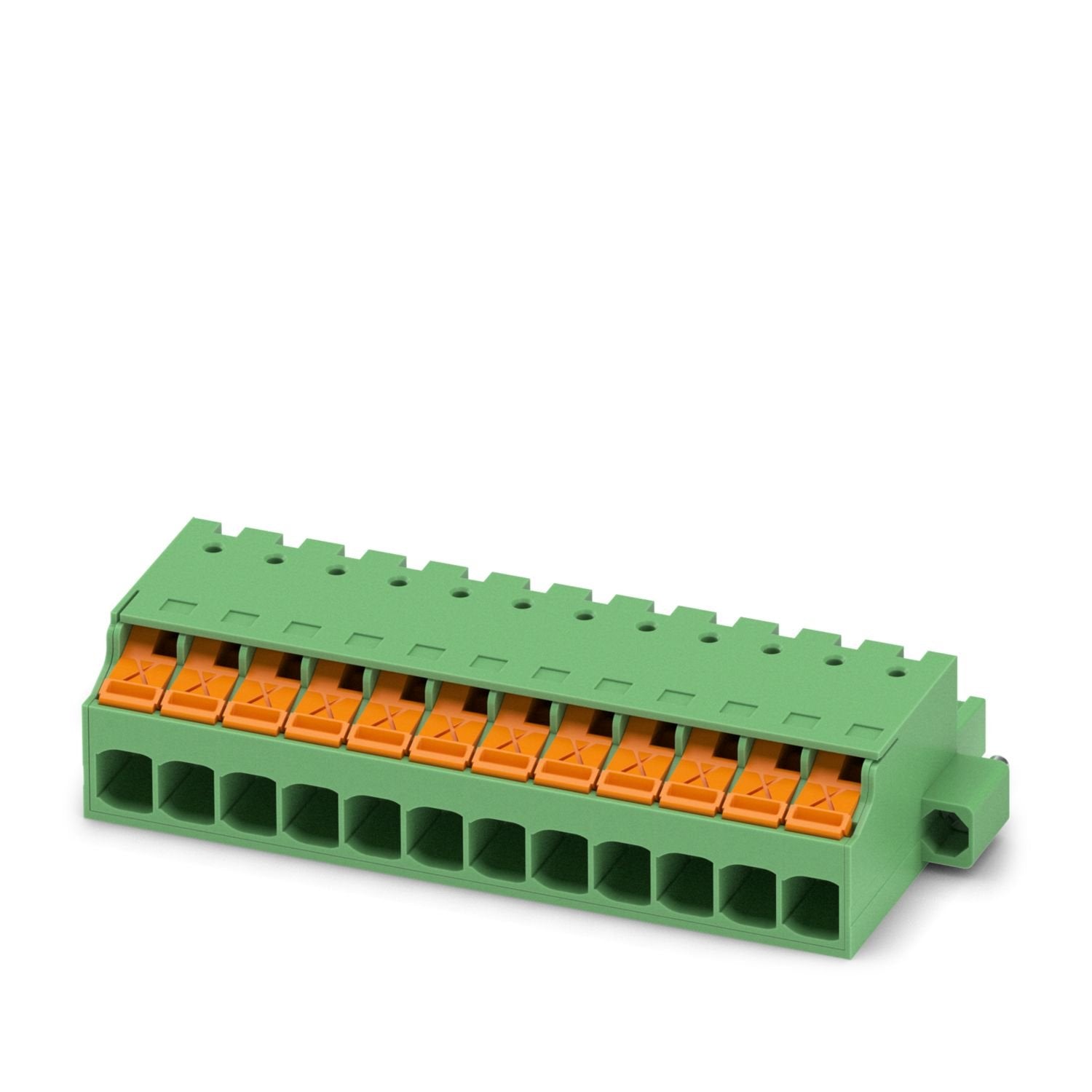 PCB connector, nominal cross section: 2.5 mm 2 , color: green, nominal current: 16 A, rated voltage (III/2): 320 V, contact surface: Sn, contact connection type: Socket, number of rows: 1, number of positions: 12, product range: XPC 2,5/..-STF, pitch: 5.08 mm, connection method: Push-X-connection, conductor/PCB connection direction: 0 °, locking clip: - without locking clip, plug-in system: COMBICON MSTB 2,5, locking: Screw locking mechanism, mounting method: Screw flange, type of packaging: packed in cardb