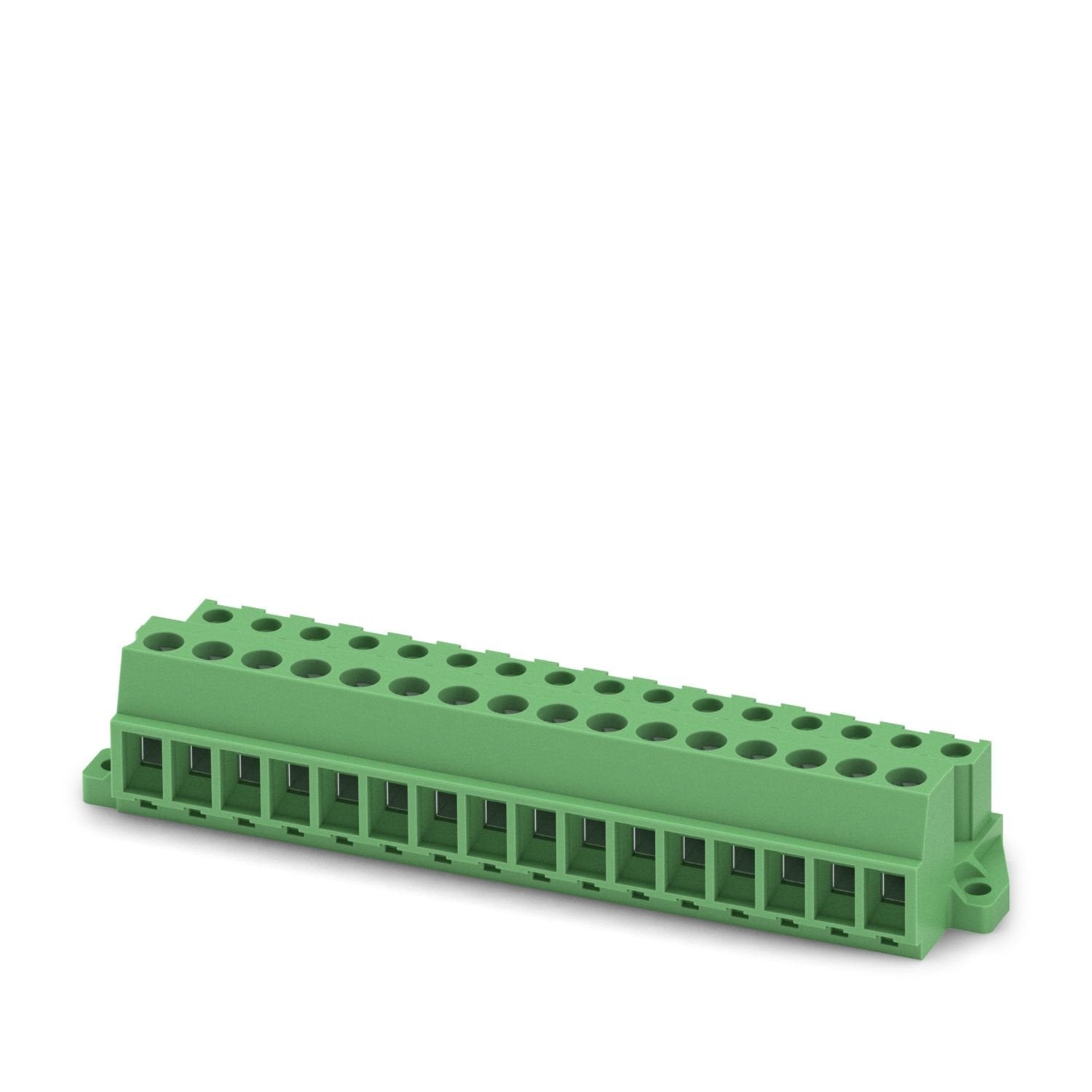 Direct plug-in block, nominal cross section: 2.5 mm 2 , color: green, nominal current: 12 A, rated voltage (III/2): 320 V, contact surface: Sn, contact connection type: Socket, number of potentials: 16, number of rows: 1, number of positions: 16, number of connections: 16, product range: MSTBU 2,5/..-STD, pitch: 5.08 mm, connection method: Screw connection with tension sleeve, screw head form: L Slotted, mounting: Direct mounting, conductor/PCB connection direction: 0 °, plug-in system: COMBICON MSTB 2,5, l