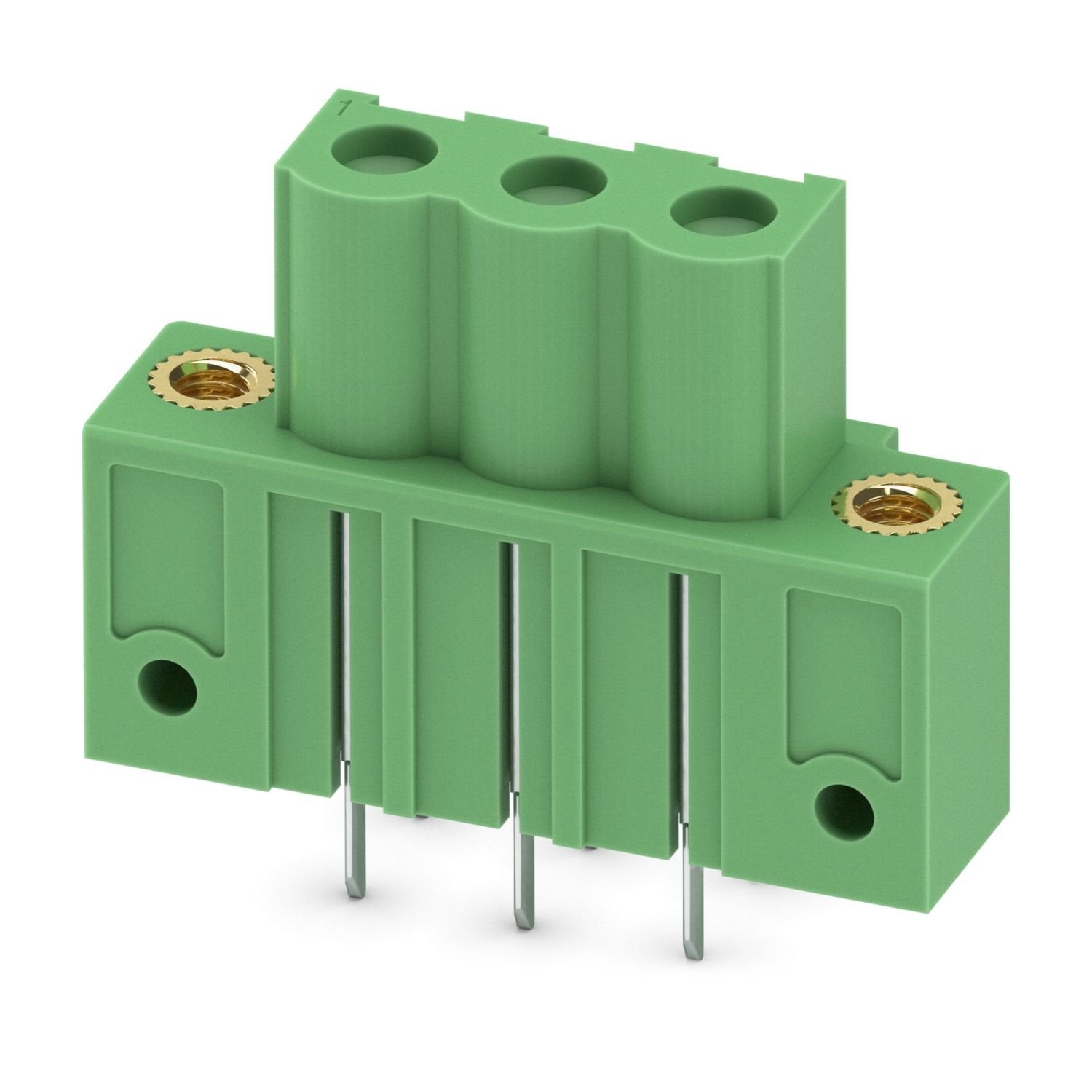PCB headers, nominal cross section: 2.5 mm 2 , color: green, nominal current: 16 A, rated voltage (III/2): 320 V, contact surface: Sn, contact connection type: Socket, number of potentials: 3, number of rows: 1, number of positions: 3, number of connections: 3, product range: ICV 2,5 HC/..-GF, pitch: 5.08 mm, mounting: Wave soldering, pin layout: Linear pinning, solder pin [P]: 3.6 mm, number of solder pins per potential: 2, plug-in system: COMBICON MSTB 2,5 HC, Pin connector pattern alignment: Standard, lo