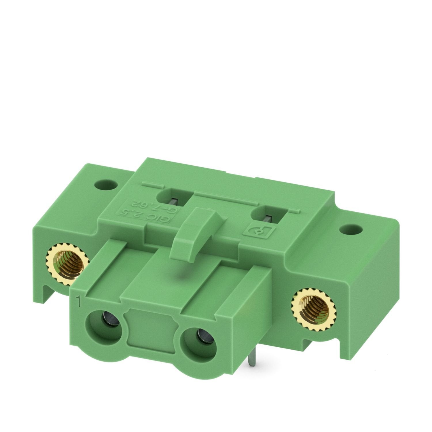 PCB headers, nominal cross section: 2.5 mm 2 , color: green, nominal current: 12 A, rated voltage (III/2): 630 V, contact surface: Sn, contact connection type: Socket, number of potentials: 2, number of rows: 1, number of positions: 2, number of connections: 2, product range: GIC 2,5/..-GF, pitch: 7.62 mm, mounting: Wave soldering, pin layout: Linear pinning, solder pin [P]: 3.5 mm, number of solder pins per potential: 2, plug-in system: COMBICON MSTB 2,5, Pin connector pattern alignment: Standard, locking: