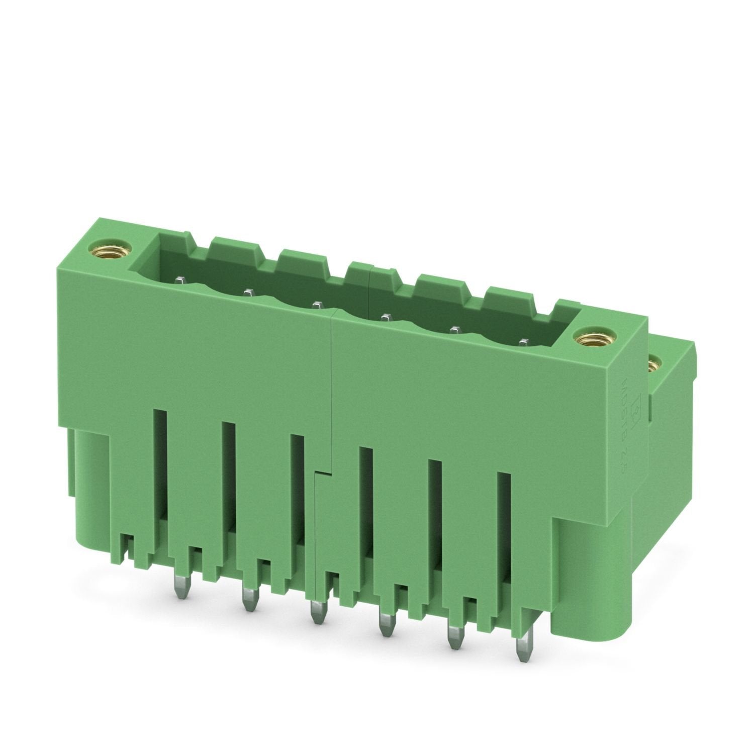 PCB headers, nominal cross section: 2.5 mm 2 , color: green, nominal current: 10 A, rated voltage (III/2): 320 V, contact surface: Sn, contact connection type: Pin, number of potentials: 12, number of rows: 2, number of positions: 6, number of connections: 12, product range: MDSTBV 2,5/..-GF, pitch: 5 mm, mounting: Wave soldering, pin layout: Linear pinning, solder pin [P]: 3.9 mm, number of solder pins per potential: 1, plug-in system: COMBICON MSTB 2,5, Pin connector pattern alignment: Standard, locking: 
