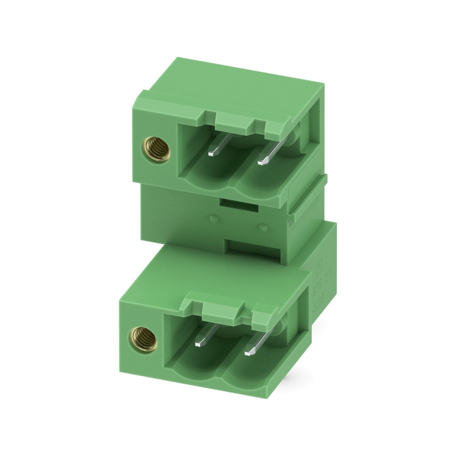 PCB headers, nominal cross section: 2.5 mm 2 , color: green, nominal current: 10 A, rated voltage (III/2): 320 V, contact surface: Sn, contact connection type: Pin, number of potentials: 4, number of rows: 2, number of positions: 2, number of connections: 4, product range: MDSTB 2,5/..-GF, pitch: 5.08 mm, mounting: Wave soldering, pin layout: Linear pinning, solder pin [P]: 3.23 mm, number of solder pins per potential: 1, plug-in system: COMBICON MSTB 2,5, Pin connector pattern alignment: Standard, locking: