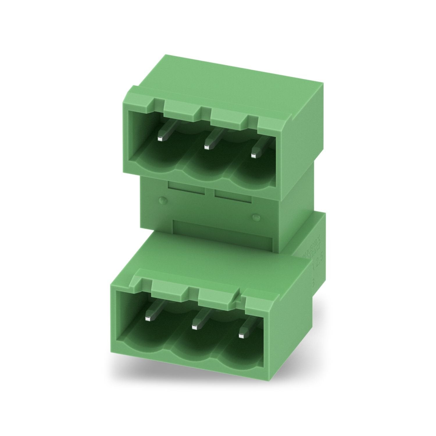 PCB headers, nominal cross section: 2.5 mm 2 , color: green, nominal current: 10 A, rated voltage (III/2): 320 V, contact surface: Sn, contact connection type: Pin, number of potentials: 6, number of rows: 2, number of positions: 3, number of connections: 6, product range: MDSTBA 2,5/..-G, pitch: 5.08 mm, mounting: Wave soldering, pin layout: Linear pinning, solder pin [P]: 3.23 mm, number of solder pins per potential: 1, plug-in system: COMBICON MSTB 2,5, Pin connector pattern alignment: Standard, locking:
