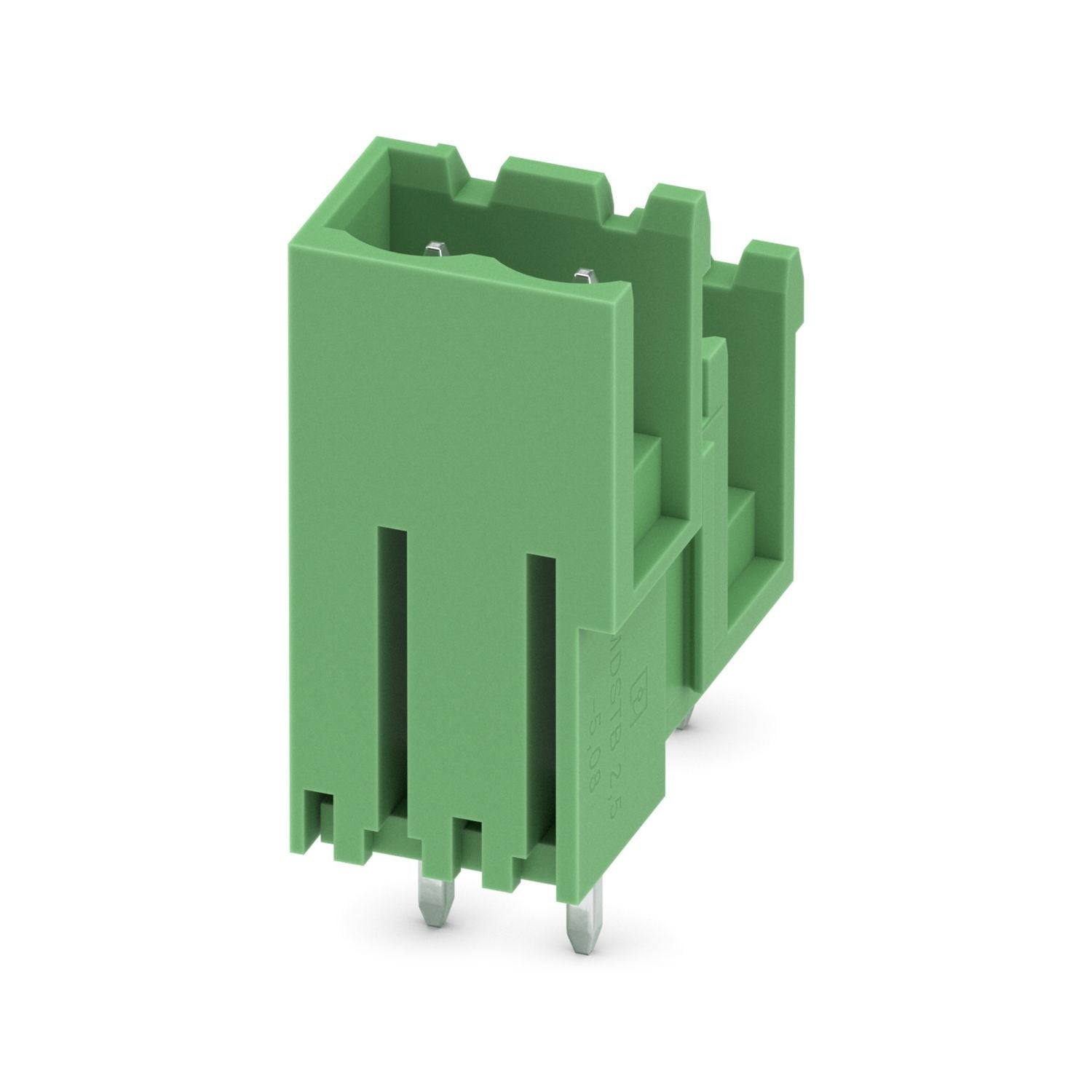 PCB headers, nominal cross section: 2.5 mm 2 , color: green, nominal current: 10 A, rated voltage (III/2): 320 V, contact surface: Sn, contact connection type: Pin, number of potentials: 4, number of rows: 2, number of positions: 2, number of connections: 4, product range: MDSTBVA 2,5/..-G, pitch: 5.08 mm, mounting: Wave soldering, pin layout: Linear pinning, solder pin [P]: 3.9 mm, number of solder pins per potential: 1, plug-in system: COMBICON MSTB 2,5, Pin connector pattern alignment: Standard, locking: