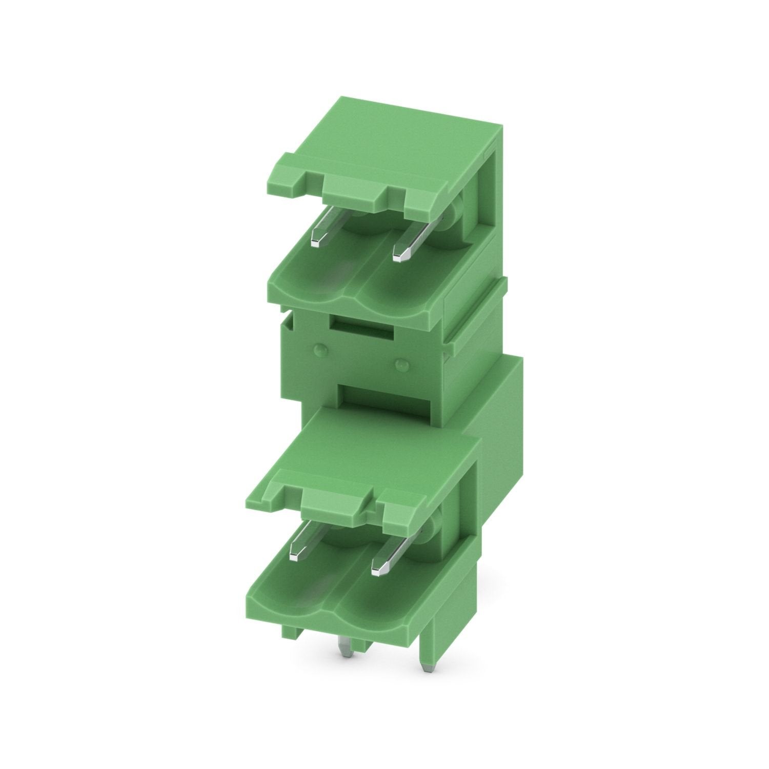 PCB headers, nominal cross section: 2.5 mm 2 , color: green, nominal current: 10 A, rated voltage (III/2): 320 V, contact surface: Sn, contact connection type: Pin, number of potentials: 4, number of rows: 2, number of positions: 2, number of connections: 4, product range: MDSTBW 2,5/..-G, pitch: 5.08 mm, mounting: Wave soldering, pin layout: Linear pinning, solder pin [P]: 3.8 mm, number of solder pins per potential: 1, plug-in system: COMBICON MSTB 2,5, Pin connector pattern alignment: Standard, locking: 