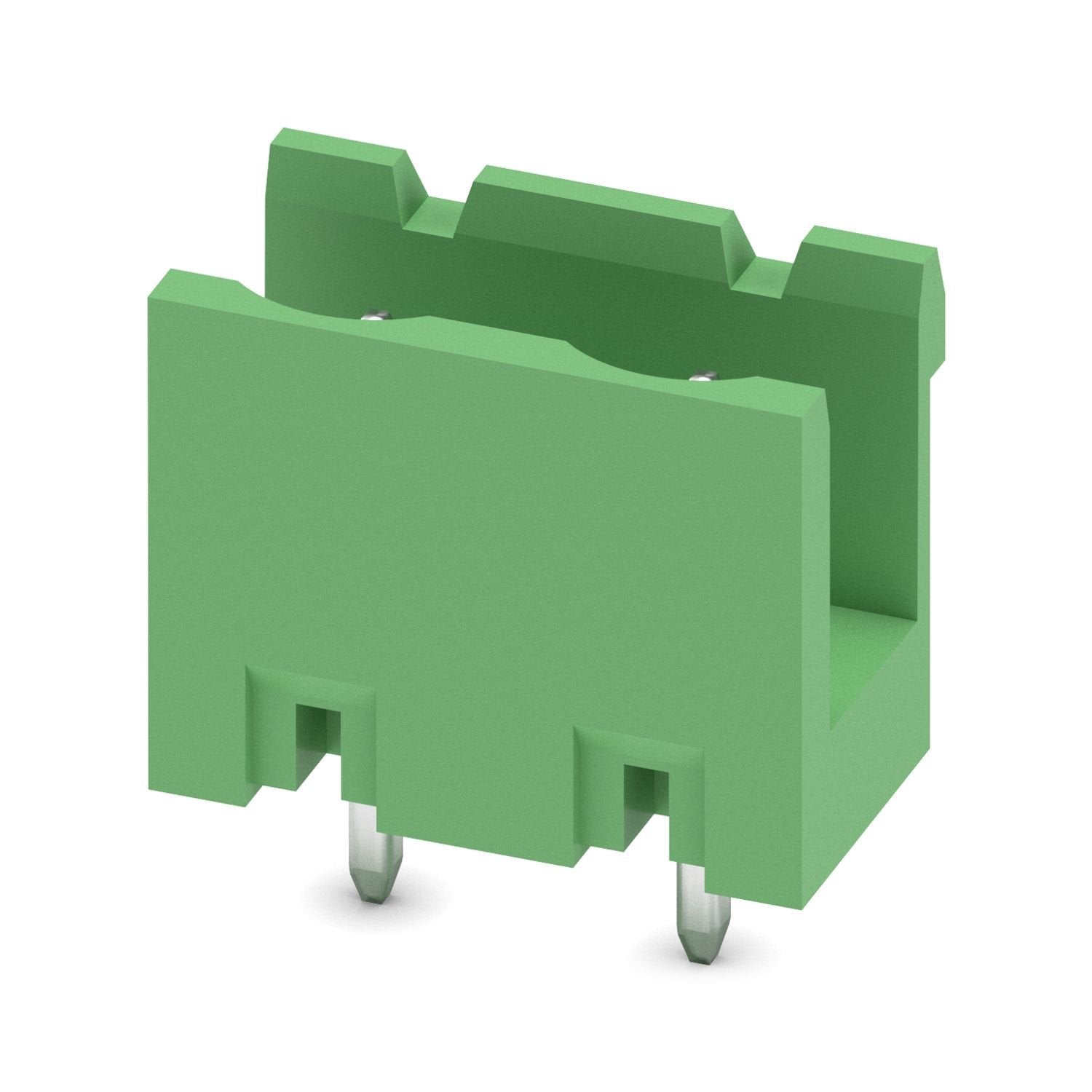 PCB headers, nominal cross section: 2.5 mm 2 , color: green, nominal current: 12 A, rated voltage (III/2): 630 V, contact surface: Sn, contact connection type: Pin, number of potentials: 2, number of rows: 1, number of positions: 2, number of connections: 2, product range: GMSTBV 2,5/..-G, pitch: 7.5 mm, mounting: Wave soldering, pin layout: Linear pinning, solder pin [P]: 3.9 mm, number of solder pins per potential: 1, plug-in system: COMBICON MSTB 2,5, Pin connector pattern alignment: Standard, locking: w