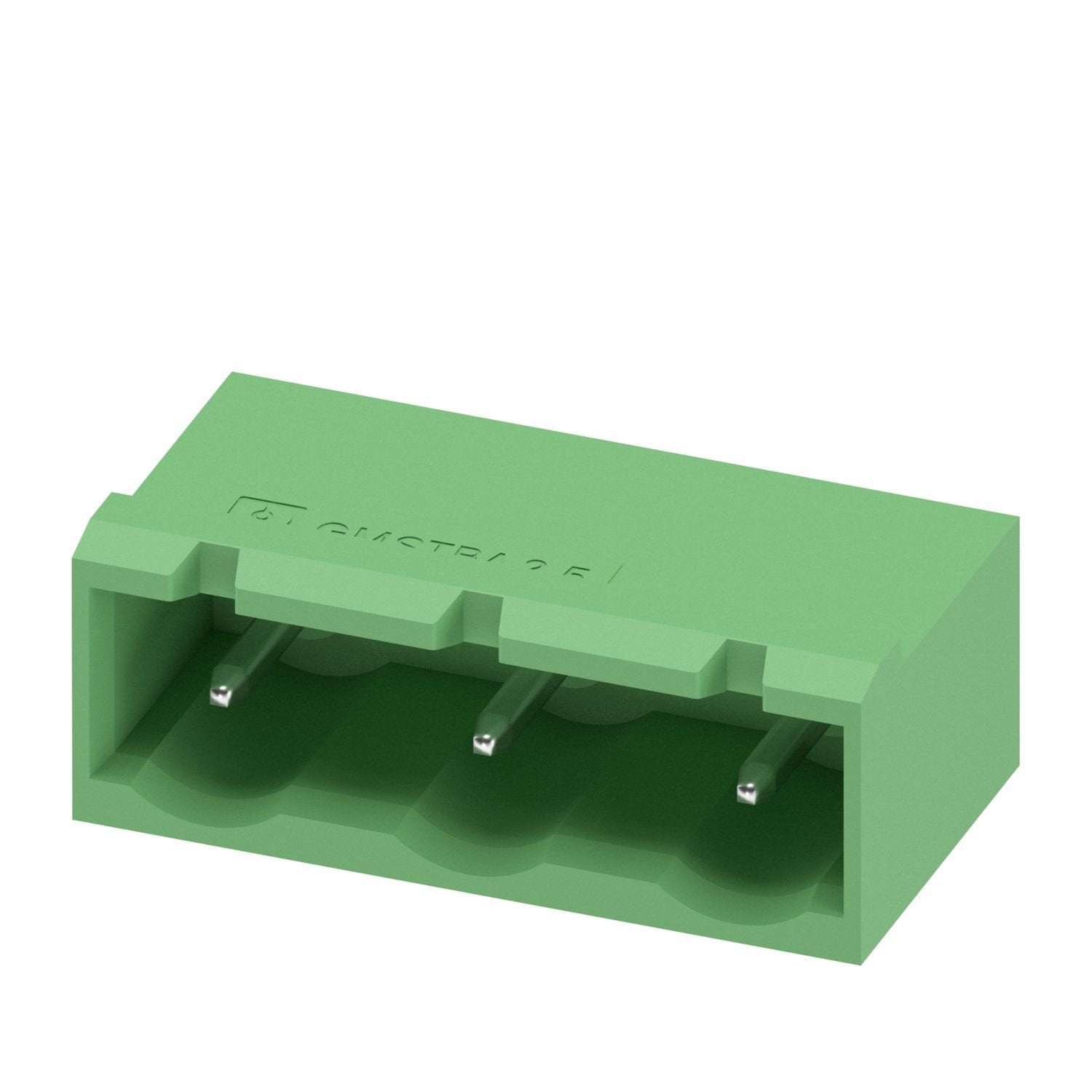 PCB headers, nominal cross section: 2.5 mm 2 , color: green, nominal current: 12 A, rated voltage (III/2): 630 V, contact surface: Sn, contact connection type: Pin, number of potentials: 3, number of rows: 1, number of positions: 3, number of connections: 3, product range: GMSTBA 2,5/..-G, pitch: 7.62 mm, mounting: Wave soldering, pin layout: Linear pinning, solder pin [P]: 3.23 mm, number of solder pins per potential: 1, plug-in system: COMBICON MSTB 2,5, Pin connector pattern alignment: Standard, locking: