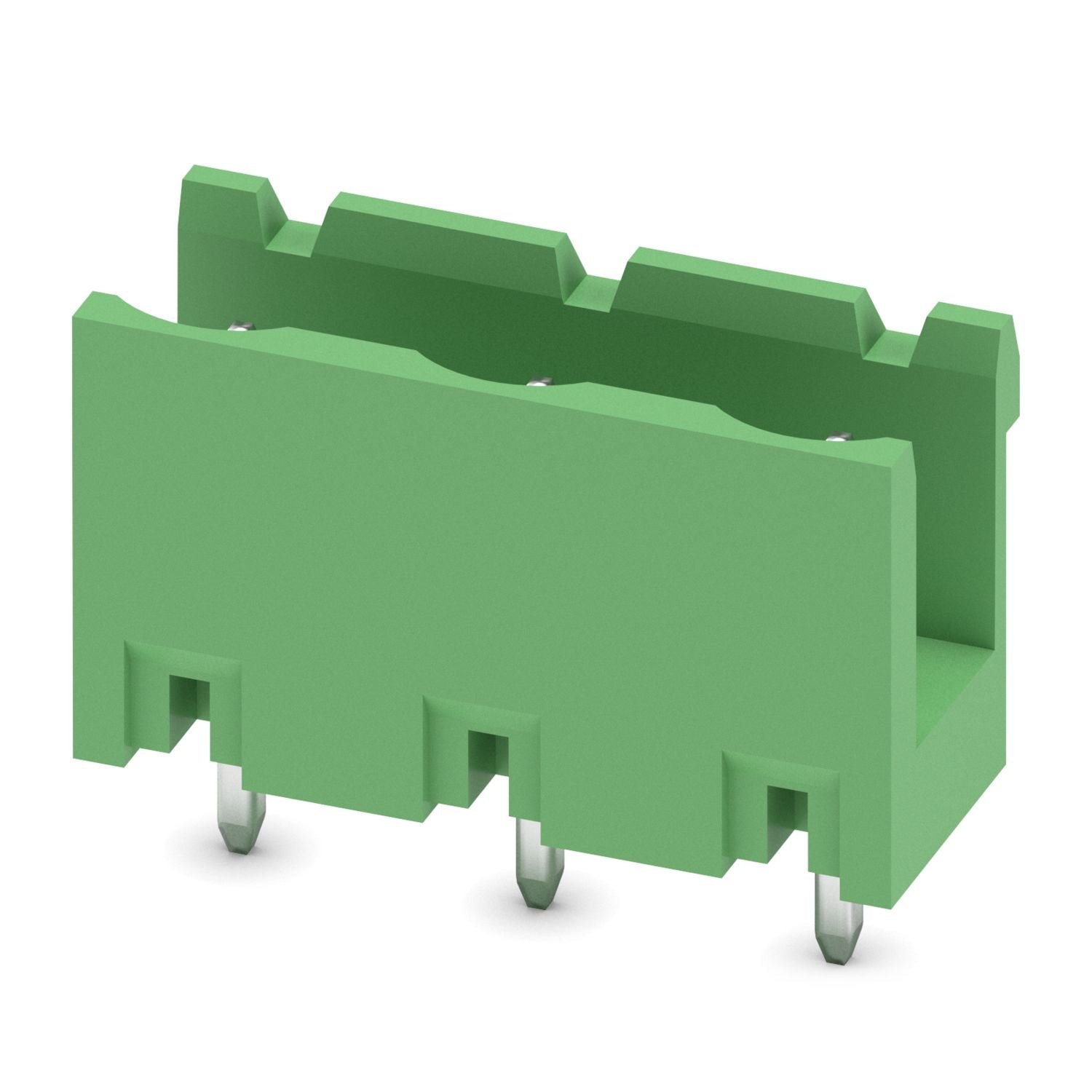 PCB headers, nominal cross section: 2.5 mm 2 , color: green, nominal current: 12 A, rated voltage (III/2): 630 V, contact surface: Sn, contact connection type: Pin, number of potentials: 3, number of rows: 1, number of positions: 3, number of connections: 3, product range: GMSTBV 2,5/..-G, pitch: 7.62 mm, mounting: Wave soldering, pin layout: Linear pinning, solder pin [P]: 3.9 mm, number of solder pins per potential: 1, plug-in system: COMBICON MSTB 2,5, Pin connector pattern alignment: Standard, locking: 