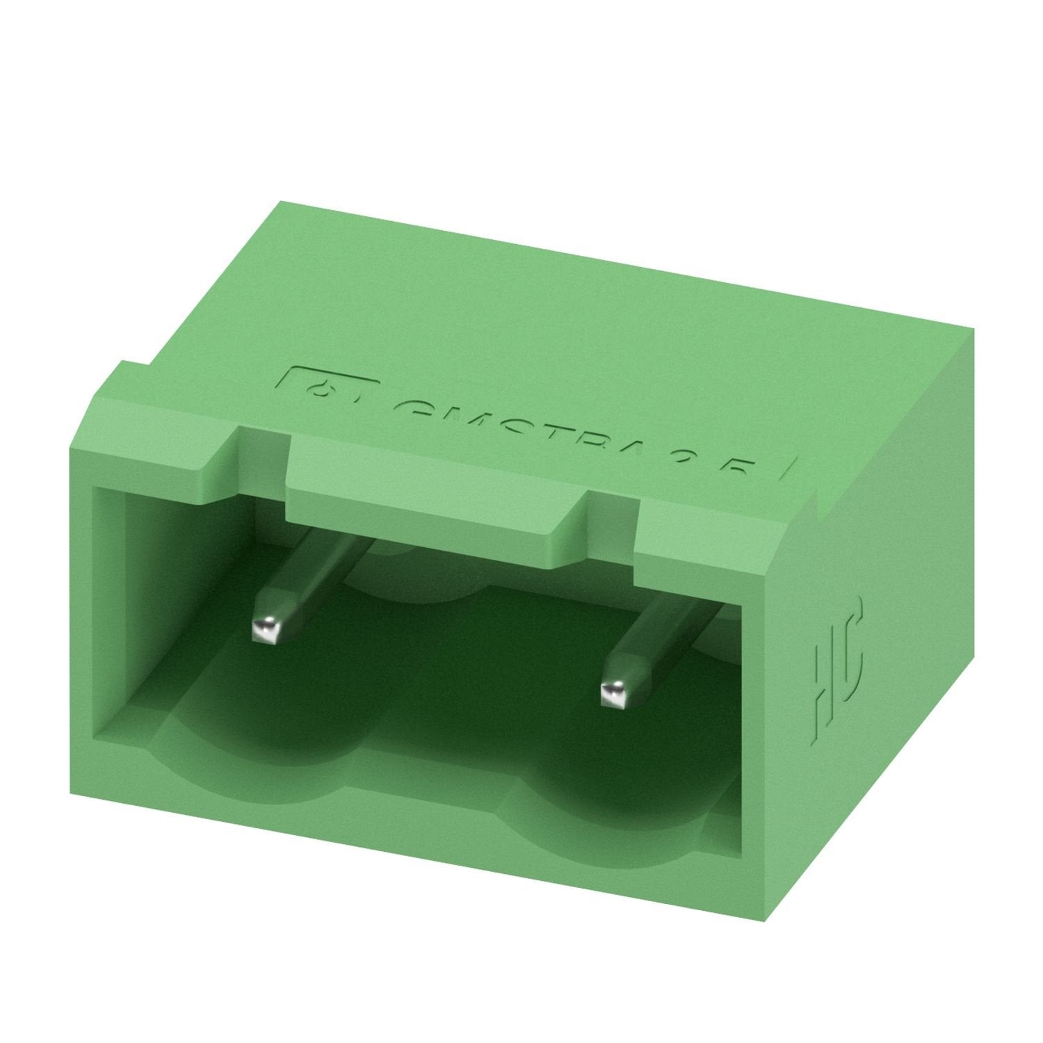 PCB headers, nominal cross section: 2.5 mm 2 , color: green, nominal current: 16 A, rated voltage (III/2): 630 V, contact surface: Sn, contact connection type: Pin, number of potentials: 2, number of rows: 1, number of positions: 2, number of connections: 2, product range: GMSTBA 2,5 HC/..-G, pitch: 7.62 mm, mounting: Wave soldering, pin layout: Linear pinning, solder pin [P]: 3.23 mm, number of solder pins per potential: 1, plug-in system: COMBICON MSTB 2,5 HC, Pin connector pattern alignment: Standard, lo