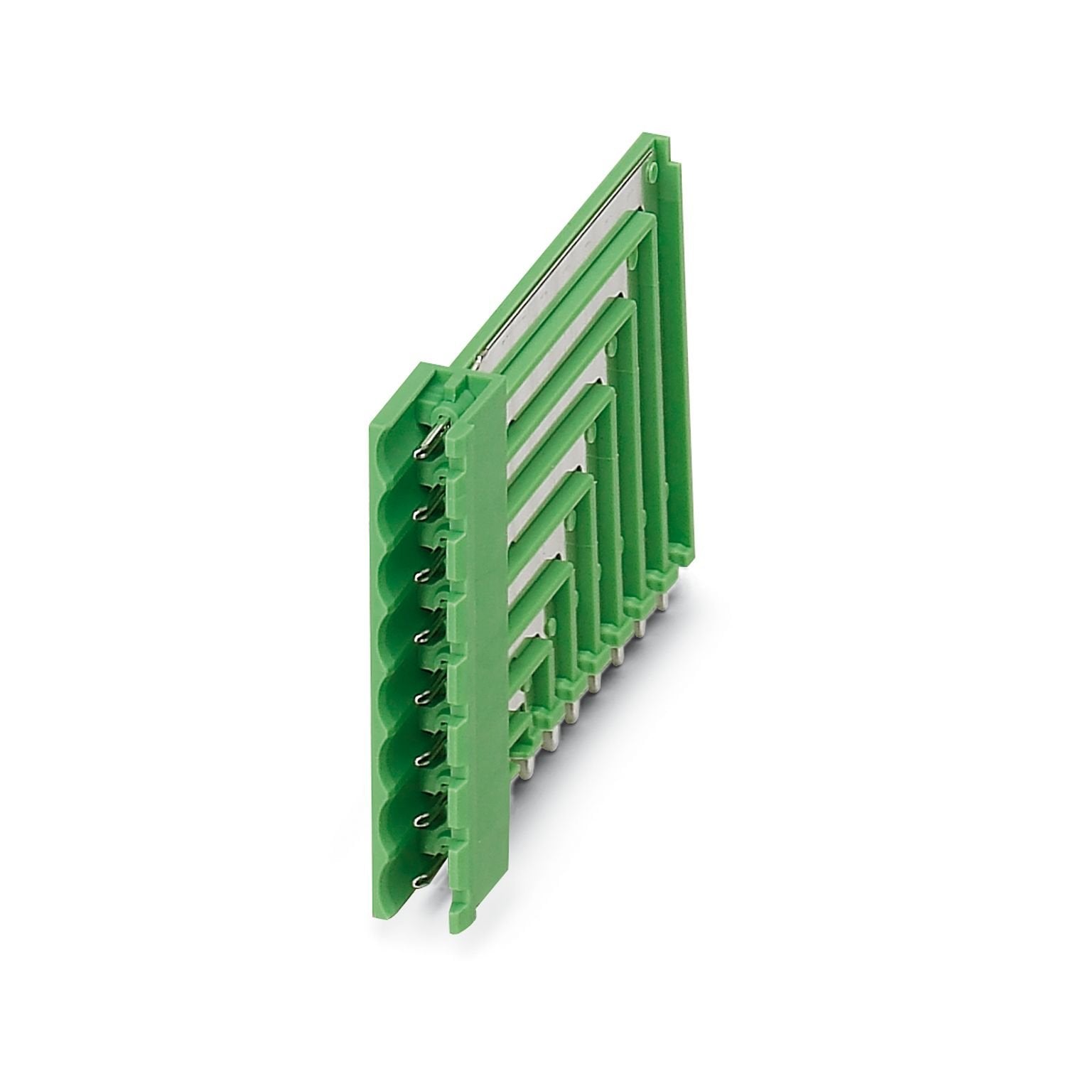 PCB headers, nominal cross section: 2.5 mm 2 , color: green, nominal current: 8 A, rated voltage (III/2): 320 V, contact surface: Sn, contact connection type: Pin, number of potentials: 8, number of rows: 1, number of positions: 8, number of connections: 8, product range: MSTBO 2,5/..-GR, pitch: 5.08 mm, mounting: Wave soldering, pin layout: Linear pinning, solder pin [P]: 3.2 mm, number of solder pins per potential: 1, plug-in system: COMBICON MSTB 2,5, Pin connector pattern alignment: Orthogonal, locking: