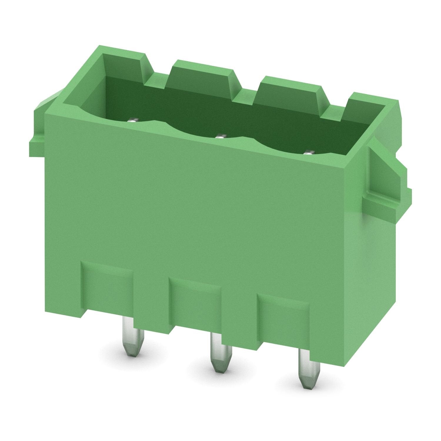 PCB headers, nominal cross section: 2.5 mm 2 , color: green, nominal current: 12 A, rated voltage (III/2): 320 V, contact surface: Sn, contact connection type: Pin, number of potentials: 3, number of rows: 1, number of positions: 3, number of connections: 3, product range: MSTBVA 2,5/..-G-RN, pitch: 5 mm, mounting: Wave soldering, pin layout: Linear pinning, solder pin [P]: 3.9 mm, number of solder pins per potential: 1, plug-in system: COMBICON MSTB 2,5, Pin connector pattern alignment: Standard, locking: 