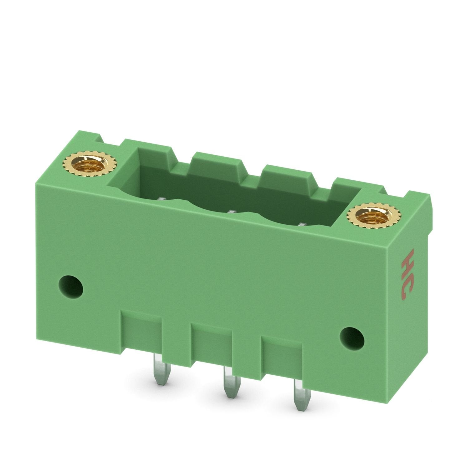 PCB headers, nominal cross section: 2.5 mm 2 , color: green, nominal current: 16 A (see derating curve), rated voltage (III/2): 320 V, contact surface: Sn, contact connection type: Pin, number of potentials: 3, number of rows: 1, number of positions: 3, number of connections: 3, product range: MSTBV 2,5 HC/..-GF, pitch: 5.08 mm, mounting: Wave soldering, pin layout: Linear pinning, solder pin [P]: 3.9 mm, number of solder pins per potential: 1, plug-in system: COMBICON MSTB 2,5 HC, Pin connector pattern ali
