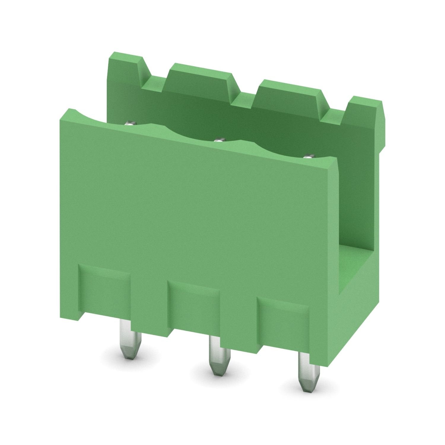 PCB headers, nominal cross section: 2.5 mm 2 , color: green, nominal current: 12 A, rated voltage (III/2): 320 V, contact surface: Sn, contact connection type: Pin, number of potentials: 3, number of rows: 1, number of positions: 3, number of connections: 3, product range: MSTBV 2,5/..-G, pitch: 5.08 mm, mounting: Wave soldering, pin layout: Linear pinning, solder pin [P]: 3.9 mm, number of solder pins per potential: 1, plug-in system: COMBICON MSTB 2,5, Pin connector pattern alignment: Standard, locking: w