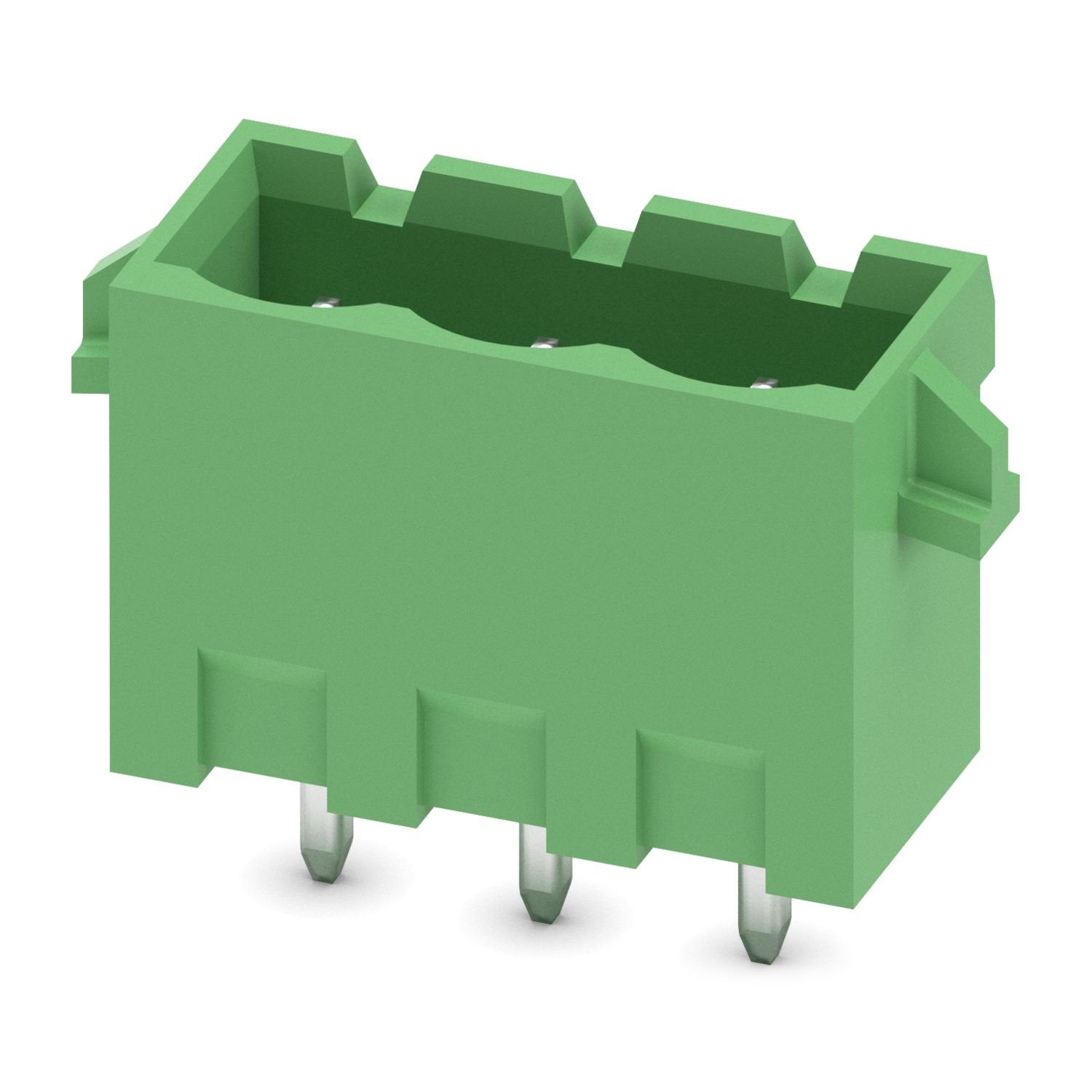 PCB headers, nominal cross section: 2.5 mm 2 , color: green, nominal current: 12 A, rated voltage (III/2): 320 V, contact surface: Sn, contact connection type: Pin, number of potentials: 3, number of rows: 1, number of positions: 3, number of connections: 3, product range: MSTBVA 2,5/..-G-RN, pitch: 5.08 mm, mounting: Wave soldering, pin layout: Linear pinning, solder pin [P]: 3.9 mm, number of solder pins per potential: 1, plug-in system: COMBICON MSTB 2,5, Pin connector pattern alignment: Standard, lockin