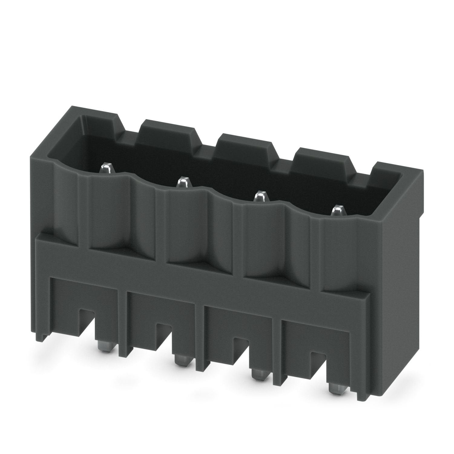 PCB headers, nominal cross section: 2.5 mm 2 , color: black, nominal current: 12 A, rated voltage (III/2): 320 V, contact surface: Sn, contact connection type: Pin, number of rows: 1, number of positions: 4, product range: CCVA 2,5/..-G, pitch: 5 mm, mounting: THR soldering / wave soldering, pin layout: Linear pinning, solder pin [P]: 2.6 mm, number of solder pins per potential: 1, plug-in system: COMBICON MSTB 2,5, Pin connector pattern alignment: Standard, locking: without, mounting method: without, type 