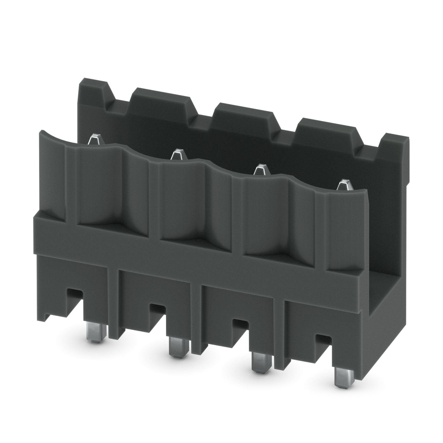 PCB headers, nominal cross section: 2.5 mm 2 , color: black, nominal current: 12 A, rated voltage (III/2): 320 V, contact surface: Sn, contact connection type: Pin, number of potentials: 4, number of rows: 1, number of positions: 4, number of connections: 4, product range: CCV 2,5/..-G, pitch: 5.08 mm, mounting: THR soldering / wave soldering, pin layout: Linear pinning, solder pin [P]: 2.6 mm, number of solder pins per potential: 1, plug-in system: COMBICON MSTB 2,5, Pin connector pattern alignment: Standa