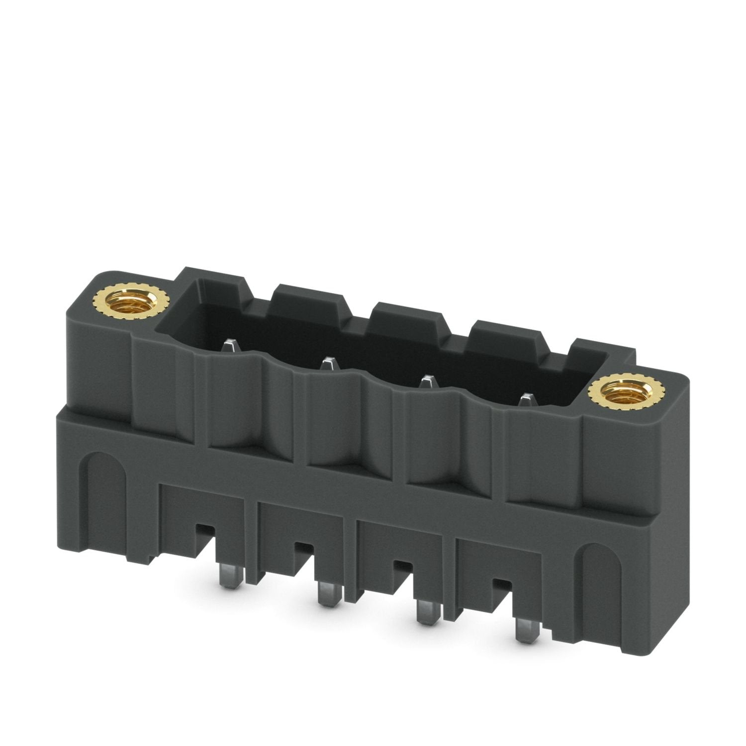 PCB headers, nominal cross section: 2.5 mm 2 , color: black, nominal current: 12 A, rated voltage (III/2): 320 V, contact surface: Sn, contact connection type: Pin, number of potentials: 4, number of rows: 1, number of positions: 4, number of connections: 4, product range: CCV 2,5/..-GF, pitch: 5.08 mm, mounting: THR soldering / wave soldering, pin layout: Linear pinning, solder pin [P]: 2.6 mm, number of solder pins per potential: 1, plug-in system: COMBICON MSTB 2,5, Pin connector pattern alignment: Stand