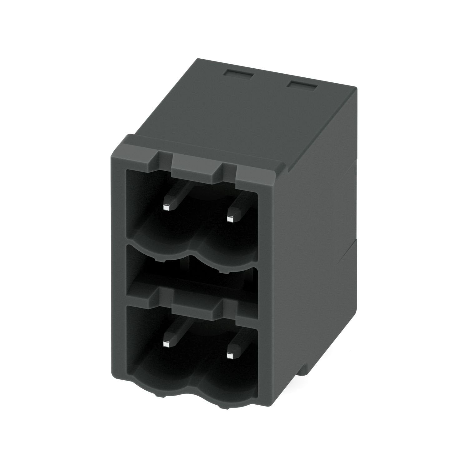 PCB headers, nominal cross section: 2.5 mm 2 , color: black, nominal current: 12 A, rated voltage (III/2): 320 V, contact surface: Sn, contact connection type: Pin, number of potentials: 4, number of rows: 2, number of positions: 2, number of connections: 4, product range: CCDN 2,5/..-G1-THR, pitch: 5.08 mm, mounting: THR soldering / wave soldering, pin layout: Linear pinning, solder pin [P]: 2.6 mm, number of solder pins per potential: 1, plug-in system: COMBICON MSTB 2,5, Pin connector pattern alignment: 
