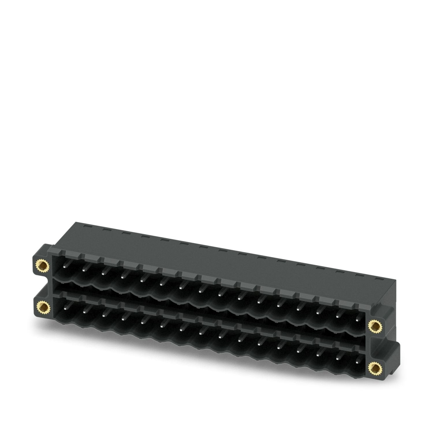 PCB headers, nominal cross section: 2.5 mm 2 , color: black, nominal current: 12 A, rated voltage (III/2): 320 V, contact surface: Sn, contact connection type: Pin, number of potentials: 32, number of rows: 2, number of positions: 16, number of connections: 32, product range: CCDN 2,5/..-G1F-THR, pitch: 5.08 mm, mounting: THR soldering / wave soldering, pin layout: Linear pinning, solder pin [P]: 2.6 mm, number of solder pins per potential: 1, plug-in system: COMBICON MSTB 2,5, Pin connector pattern alignme