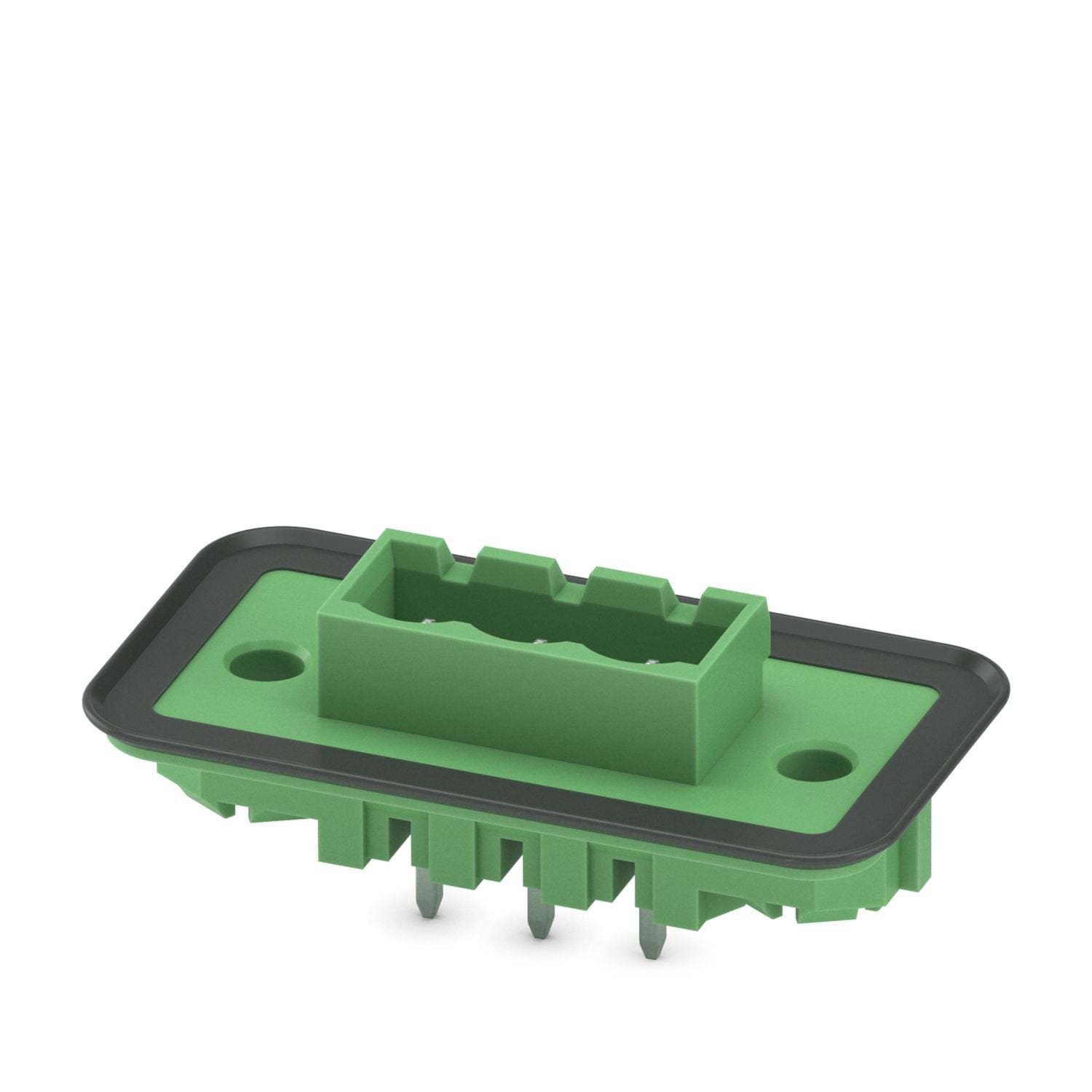 Feed-through header, nominal cross section: 2.5 mm 2 , color: green, nominal current: 12 A, rated voltage (III/2): 320 V, contact surface: Sn, contact connection type: Pin, number of potentials: 3, number of rows: 1, number of positions: 3, number of connections: 3, product range: DFK-MSTBVA 2,5/..-G, pitch: 5.08 mm, mounting: Wave soldering, pin layout: Linear pinning, solder pin [P]: 3.9 mm, number of solder pins per potential: 1, plug-in system: COMBICON MSTB 2,5, Pin connector pattern alignment: Standar