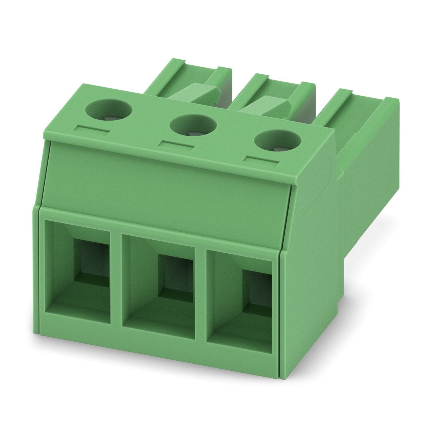 PCB connector, nominal cross section: 4 mm 2 , color: green, nominal current: 20 A, rated voltage (III/2): 630 V, contact surface: Sn, contact connection type: Socket, number of potentials: 3, number of rows: 1, number of positions: 3, number of connections: 3, product range: PC 4/..-ST, pitch: 7.62 mm, connection method: Screw connection with tension sleeve, screw head form: L Slotted, conductor/PCB connection direction: 0 °, locking clip: - Locking clip, plug-in system: COMBICON PC 4, locking: without, mo
