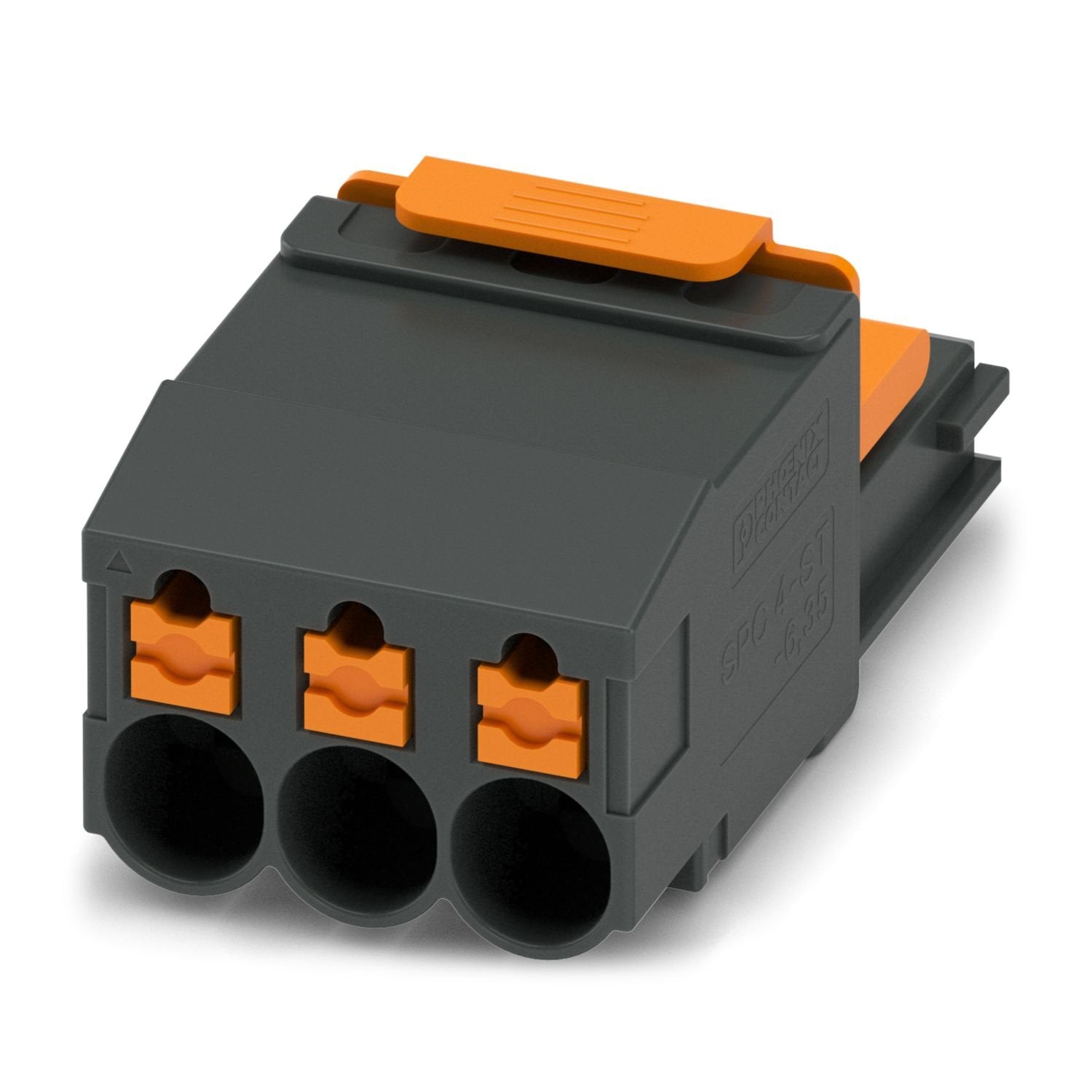 PCB connector, nominal cross section: 4 mm 2 , color: black, nominal current: 24 A, rated voltage (III/2): 1000 V, contact surface: Sn, contact connection type: Socket, number of potentials: 3, number of rows: 1, number of positions: 3, number of connections: 3, product range: SPC 4/..-STTL, pitch: 6.35 mm, connection method: Push-in spring connection, conductor/PCB connection direction: 0 °, locking clip: - without locking clip, plug-in system: COMBICON PC 4, locking: Snap-in locking, mounting method: Latc