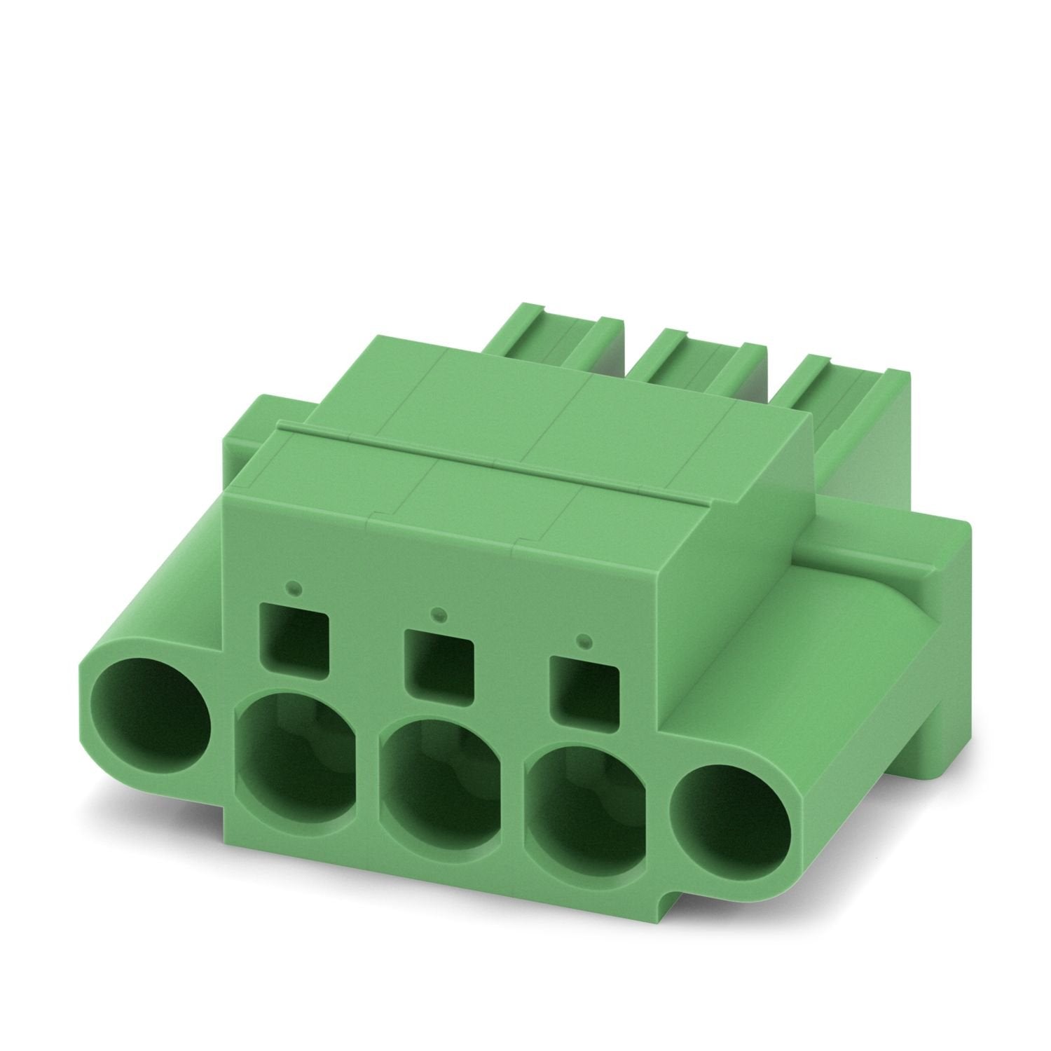 PCB connector, nominal cross section: 6 mm 2 , color: green, nominal current: 32 A, rated voltage (III/2): 1000 V, contact surface: Sn, contact connection type: Socket, number of potentials: 3, number of rows: 1, number of positions: 3, number of connections: 3, product range: SPC 5/..-STF, pitch: 7.62 mm, connection method: Push-in spring connection, conductor/PCB connection direction: 0 °, locking clip: - without locking clip, plug-in system: COMBICON PC 5, locking: Screw locking mechanism, mounting metho