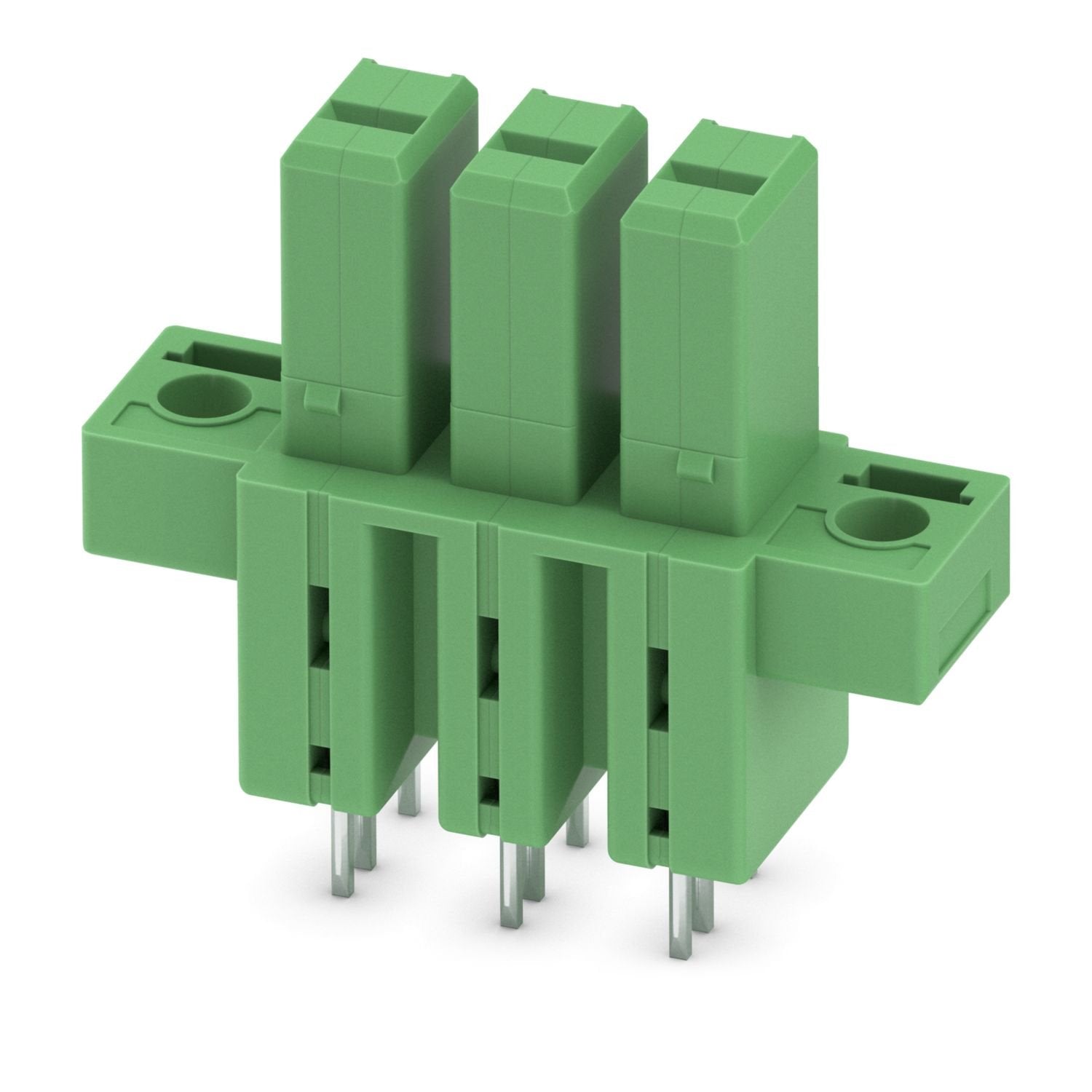 PCB headers, nominal cross section: 6 mm 2 , color: green, nominal current: 32 A, rated voltage (III/2): 630 V, contact surface: Sn, contact connection type: Socket, number of potentials: 3, number of rows: 1, number of positions: 3, number of connections: 3, product range: IPCV 5/..-GF, pitch: 7.62 mm, mounting: Wave soldering, pin layout: Linear pinning, solder pin [P]: 5 mm, number of solder pins per potential: 3, plug-in system: COMBICON PC 5, Pin connector pattern alignment: Standard, locking: Screw lo