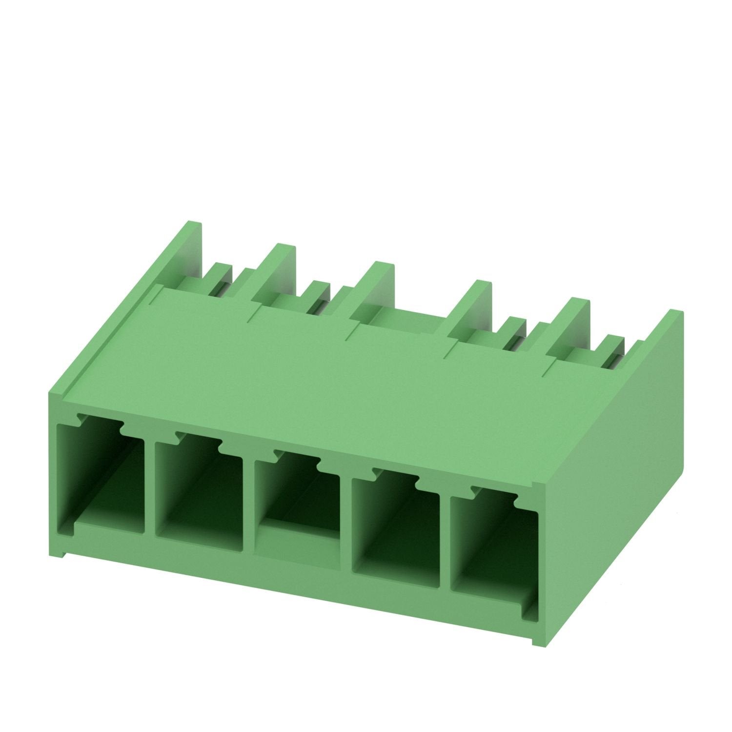 PCB headers, nominal cross section: 6 mm 2 , color: green, nominal current: 41 A, rated voltage (III/2): 630 V, contact surface: Sn, contact connection type: Pin, number of potentials: 4, number of rows: 1, number of positions: 4, number of connections: 4, product range: PC 6/..-GL3, pitch: 7.62 mm, mounting: Wave soldering, pin layout: Linear pinning, solder pin [P]: 2.6 mm, number of solder pins per potential: 3, plug-in system: COMBICON PC 6, Pin connector pattern alignment: Standard, locking: Snap-in lo