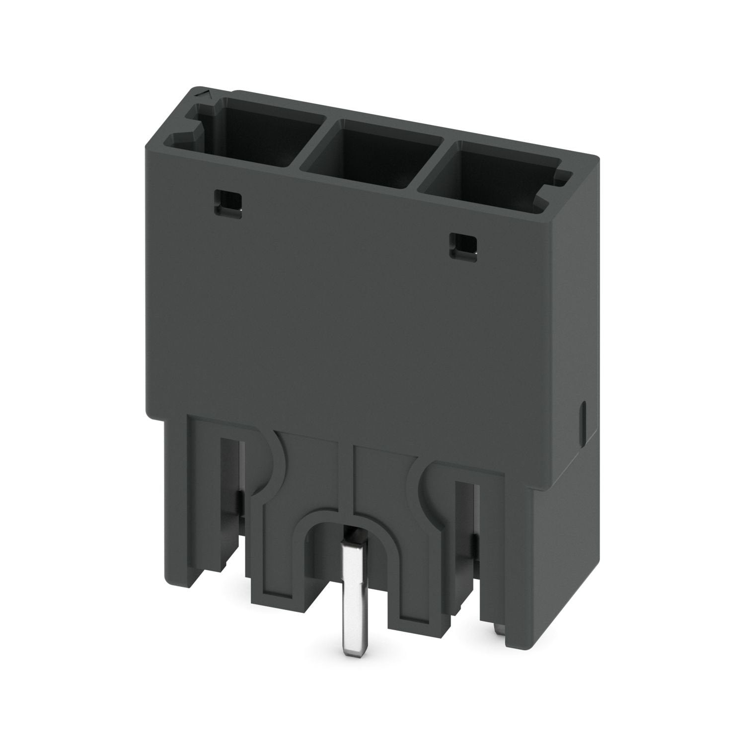 PCB headers, nominal cross section: 4 mm 2 , color: black, nominal current: 24 A, rated voltage (III/2): 800 V, contact surface: Sn, contact connection type: Pin, number of rows: 1, number of positions: 3, product range: PCV 4/..-G-THR, pitch: 6.35 mm, mounting: THR soldering / wave soldering, pin layout: Zigzag pinning W, solder pin [P]: 2.6 mm, number of solder pins per potential: 1, plug-in system: COMBICON PC 4, Pin connector pattern alignment: Standard, locking: without, mounting method: without, type 