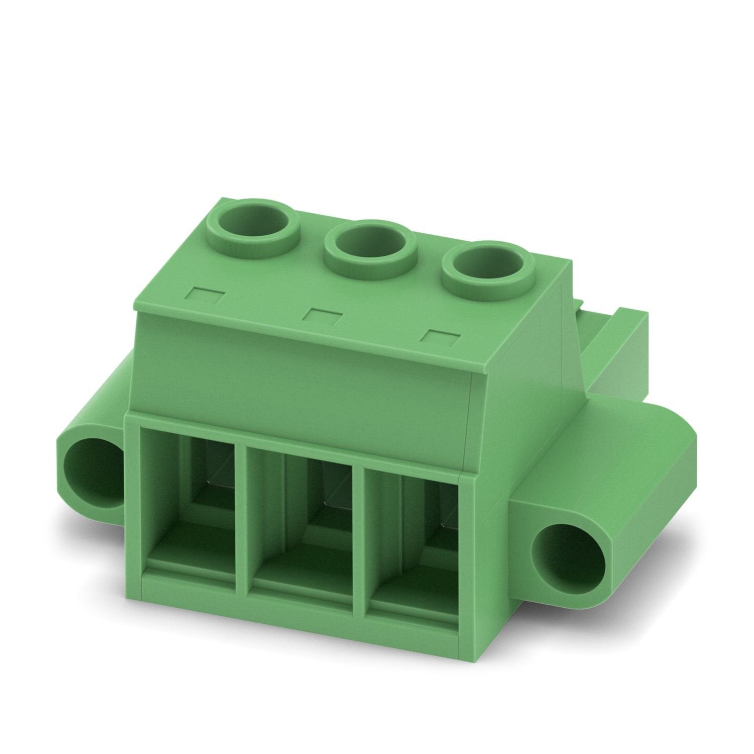PCB connector, nominal cross section: 16 mm 2 , color: green, nominal current: 76 A, rated voltage (III/2): 1000 V, contact surface: Ag, contact connection type: Socket, number of potentials: 3, number of rows: 1, number of positions: 3, number of connections: 3, product range: PC 16/..-STF, pitch: 10.16 mm, connection method: Screw connection with tension sleeve, screw head form: L Slotted, conductor/PCB connection direction: 0 °, locking clip: - without locking clip, plug-in system: COMBICON PC 16, lockin