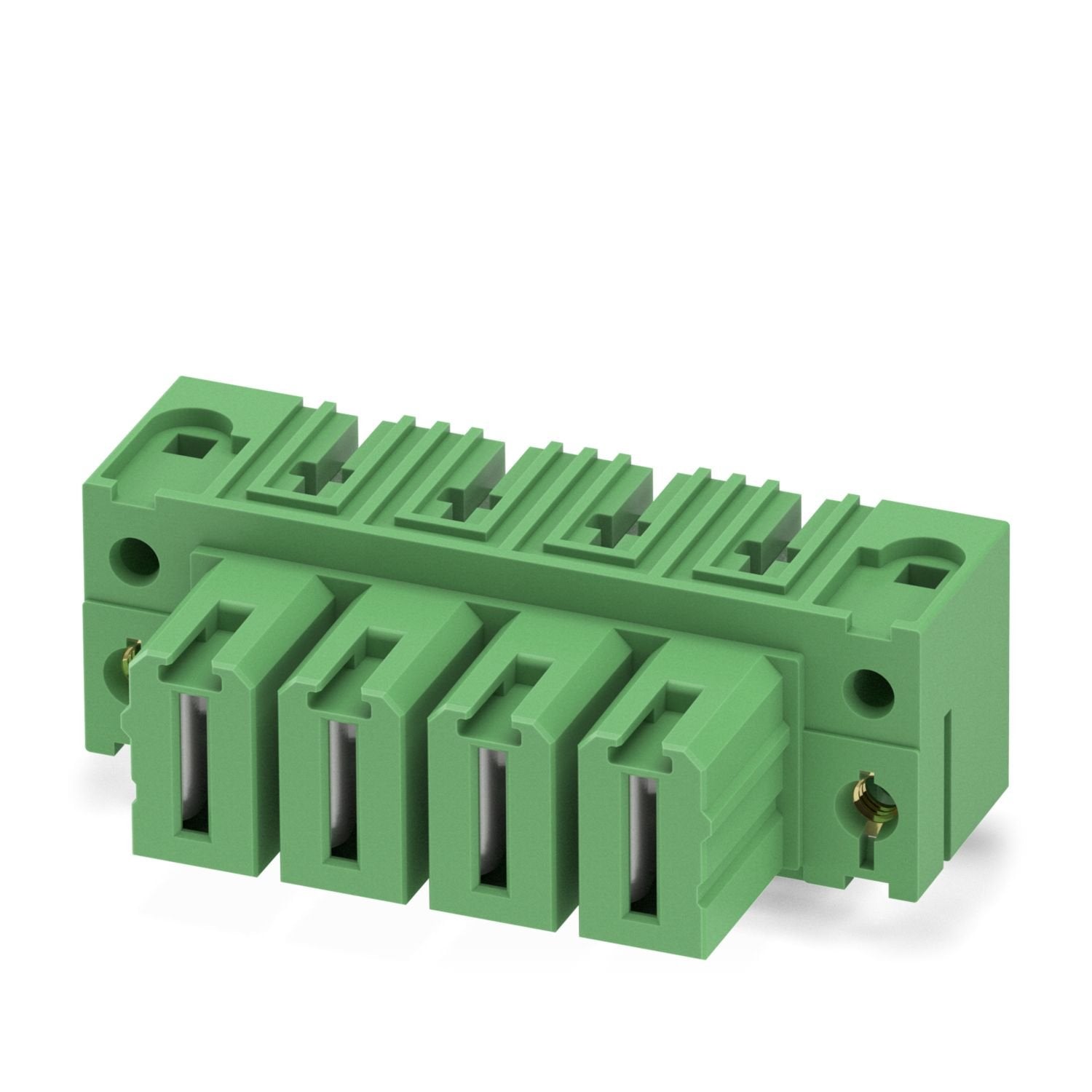 PCB headers, nominal cross section: 35 mm 2 , color: green, nominal current: 125 A, rated voltage (III/2): 1000 V, contact surface: Ag, contact connection type: Socket, number of potentials: 4, number of rows: 1, number of positions: 4, number of connections: 4, product range: IPC 35 HC/..-GF, pitch: 15 mm, mounting: Wave soldering, pin layout: Linear pinning, solder pin [P]: 4.6 mm, number of solder pins per potential: 3, plug-in system: COMBICON PC 35, Pin connector pattern alignment: Standard, locking: S