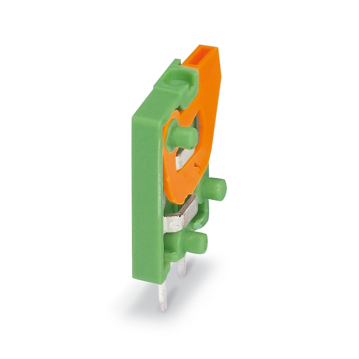 Printed circuit board terminal, nominal current: 6 A, rated voltage (III/2): 160 V, nominal cross section: 0.5 mm 2 , number of potentials: 1, number of rows: 1, number of positions per row: 1, product range: FFKDS(A) 0,5/..-V, pitch: 2.54 mm, connection method: Push-in spring connection, mounting: Wave soldering, conductor/PCB connection direction: 90 °, color: green, Pin layout: Linear pinning, Solder pin [P]: 3.4 mm, number of solder pins per potential: 2, type of packaging: packed in cardboard. Single m