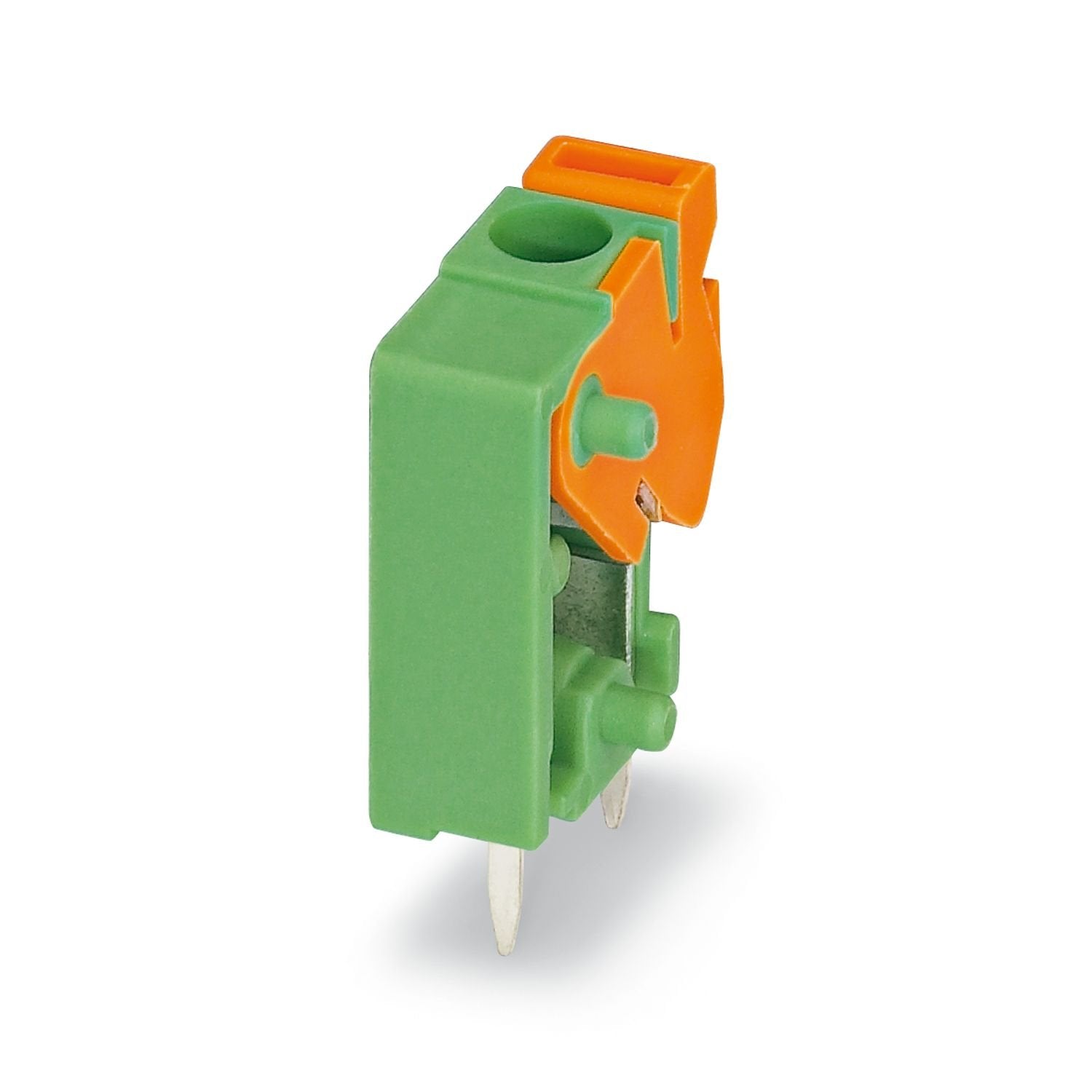Printed circuit board terminal, nominal current: 15 A, rated voltage (III/2): 400 V, nominal cross section: 1.5 mm 2 , number of potentials: 1, number of rows: 1, number of positions per row: 1, product range: FFKDS(A)/V1, pitch: 5.08 mm, connection method: Push-in spring connection, mounting: Wave soldering, conductor/PCB connection direction: 90 °, color: green, Pin layout: Linear pinning, Solder pin [P]: 3.4 mm, number of solder pins per potential: 2, type of packaging: packed in cardboard. Single module