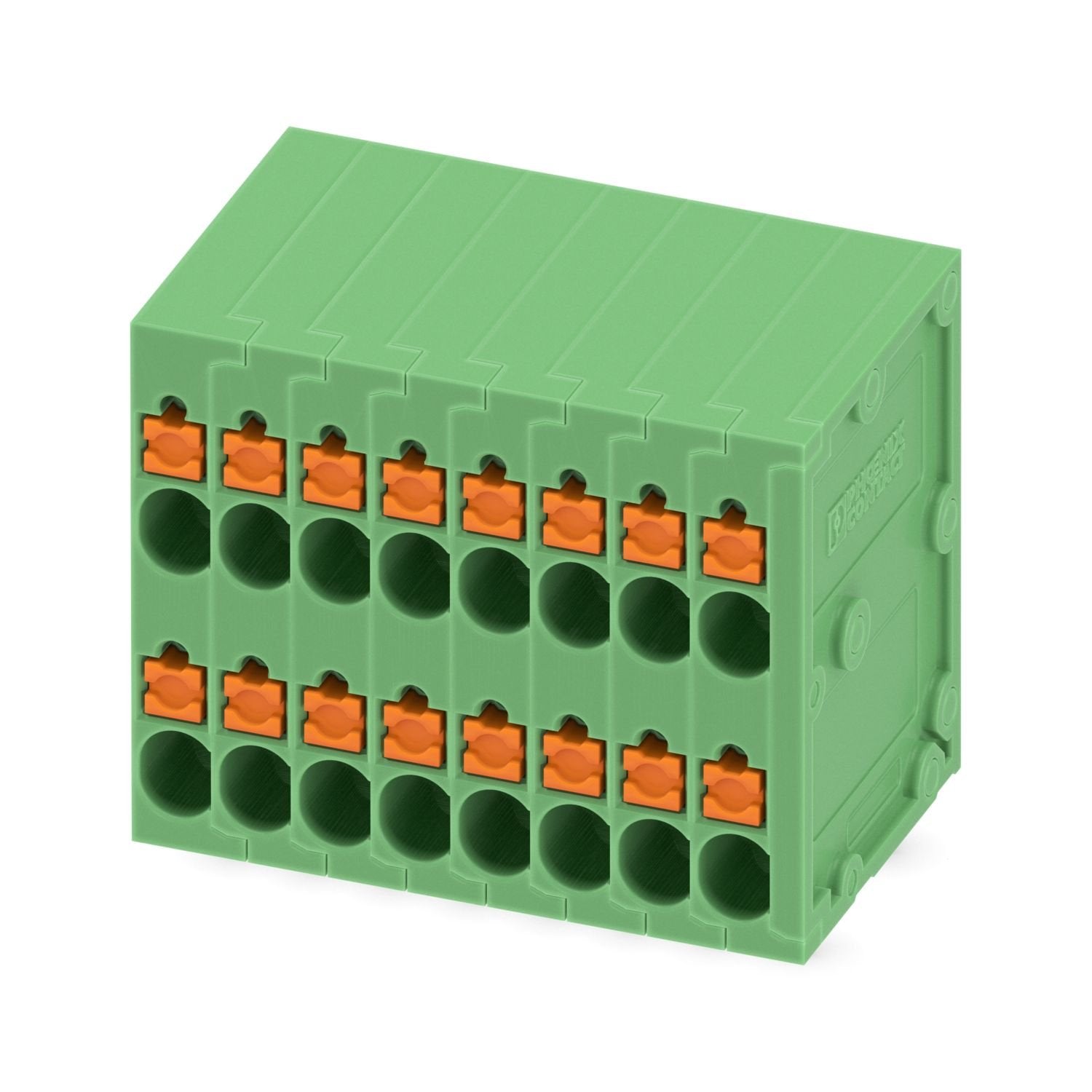Printed circuit board terminal, nominal current: 10 A, rated voltage (III/2): 200 V, nominal cross section: 1.5 mm 2 , number of potentials: 16, number of rows: 2, number of positions per row: 8, product range: SPTD 1,5, pitch: 3.5 mm, connection method: Push-in spring connection, mounting: Wave soldering, conductor/PCB connection direction: 0 °, color: green, Pin layout: Linear pinning, Solder pin [P]: 3.5 mm, number of solder pins per potential: 1, type of packaging: packed in cardboard