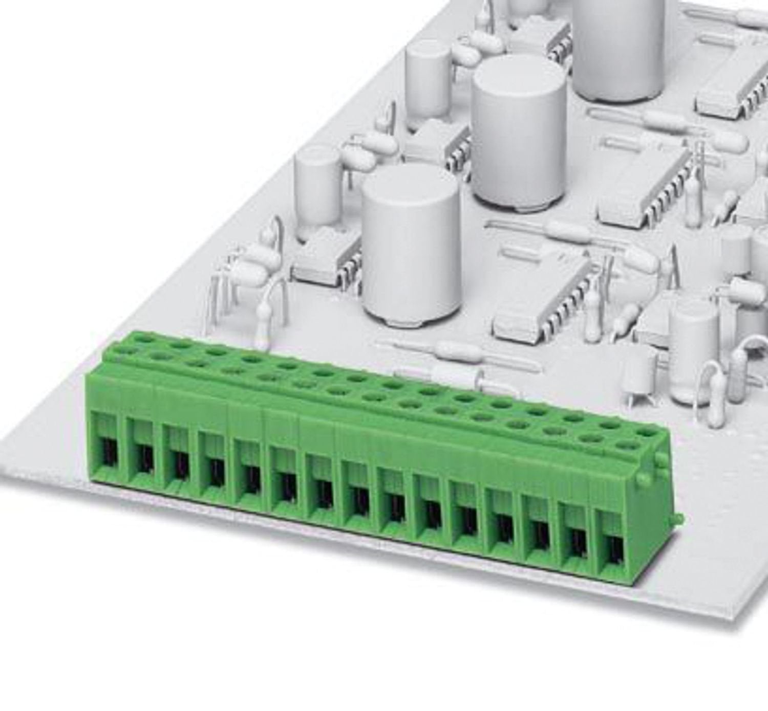 Printed circuit board terminal, nominal current: 17.5 A, rated voltage (III/2): 400 V, nominal cross section: 1.5 mm 2 , number of potentials: 1, number of rows: 1, number of positions per row: 1, product range: KDS, pitch: 5 mm, connection method: Screw connection with tension sleeve, screw head form: L Slotted, mounting: Wave soldering, conductor/PCB connection direction: 0 °, color: green, Pin layout: Linear pinning, Solder pin [P]: 4.9 mm, number of solder pins per potential: 2, type of packaging: packe