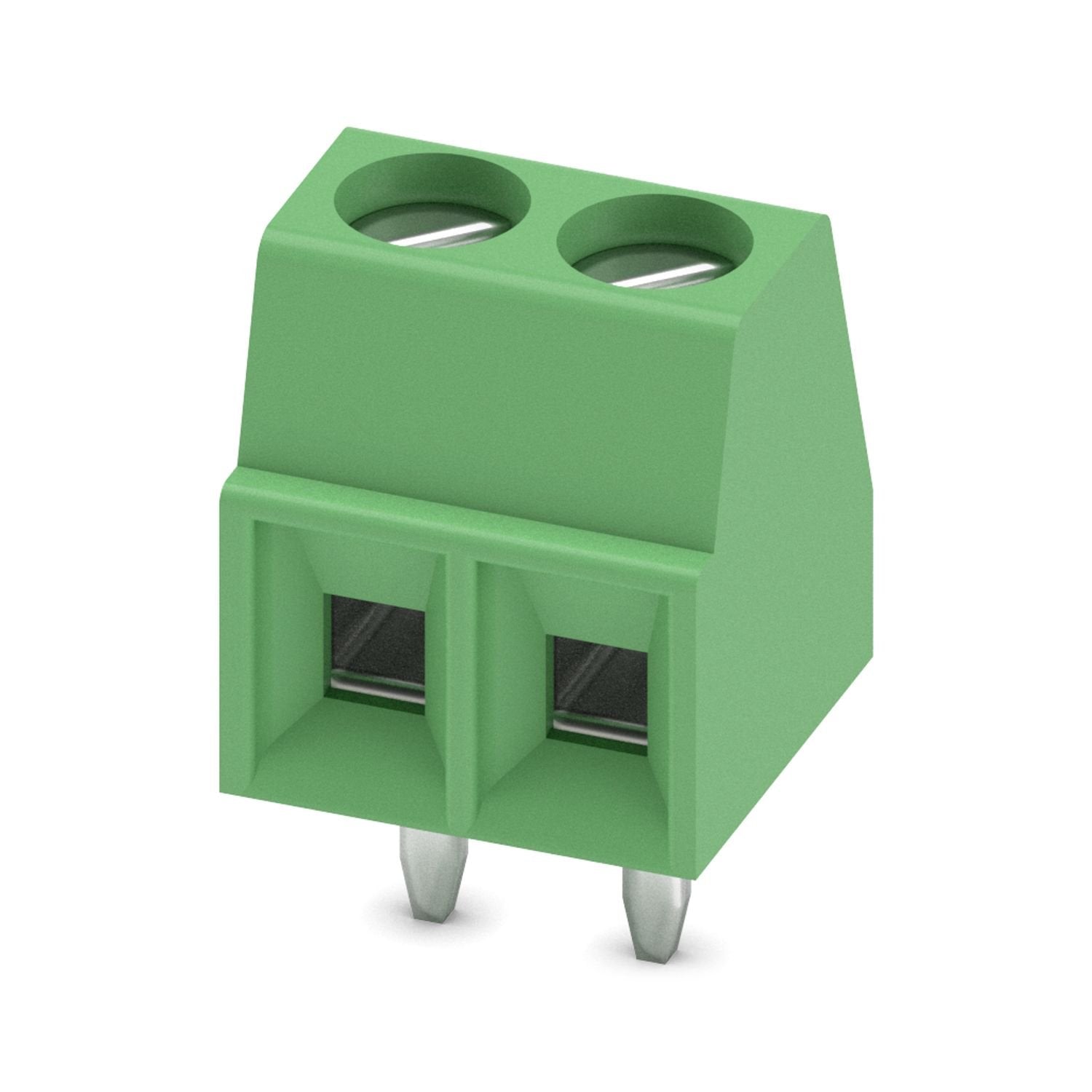 Printed circuit board terminal, nominal current: 17.5 A, rated voltage (III/2): 200 V, nominal cross section: 1.5 mm 2 , number of potentials: 2, number of rows: 1, number of positions per row: 2, product range: MKDS 1, pitch: 3.5 mm, connection method: Screw connection with tension sleeve, screw head form: L Slotted, mounting: Wave soldering, conductor/PCB connection direction: 0 °, color: green, Pin layout: Linear pinning, Solder pin [P]: 3.5 mm, number of solder pins per potential: 1, type of packaging: 