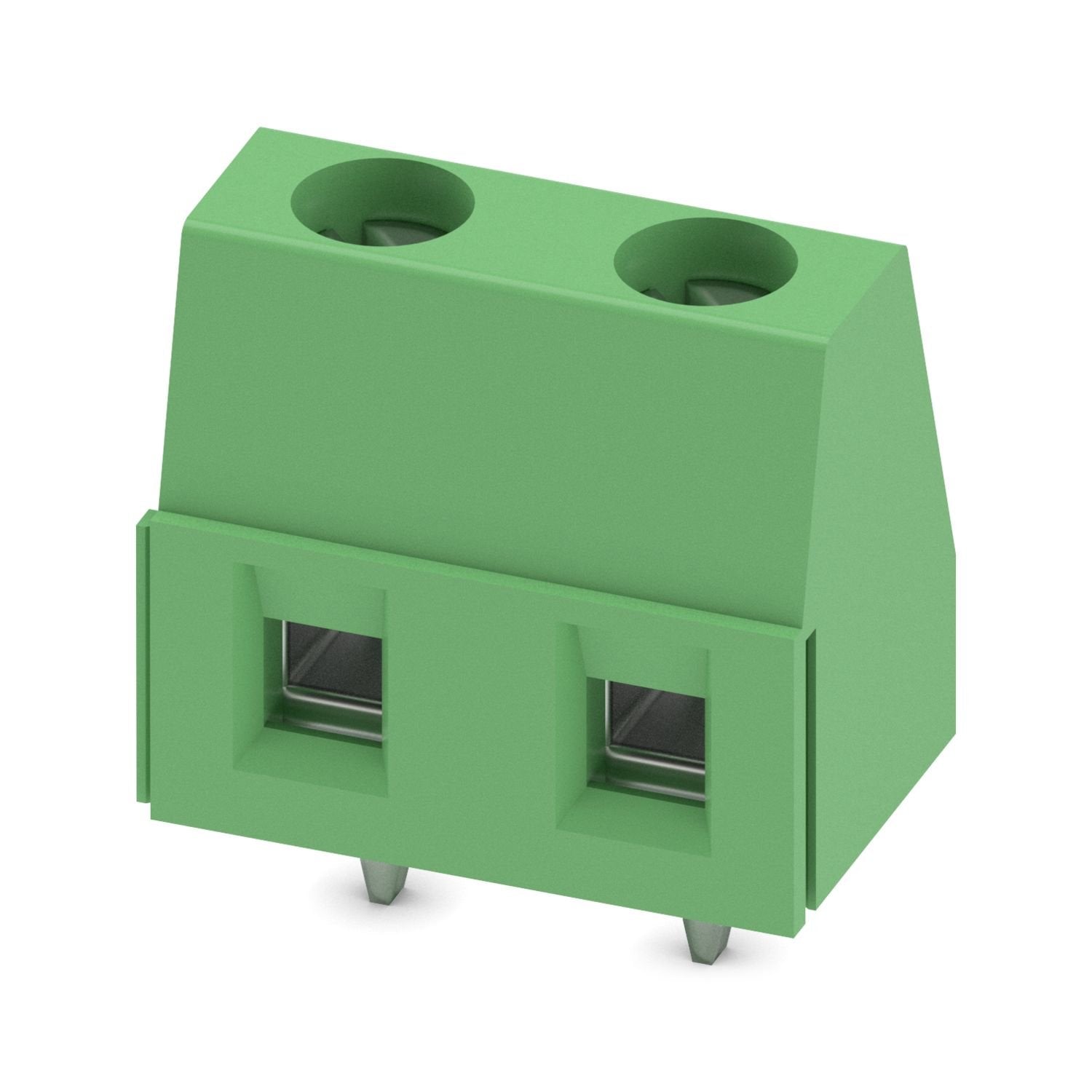 Printed circuit board terminal, nominal current: 17.5 A, rated voltage (III/2): 630 V, nominal cross section: 1.5 mm 2 , number of potentials: 2, number of rows: 1, number of positions per row: 2, product range: GMKDS 1,5, pitch: 7.5 mm, connection method: Screw connection with tension sleeve, screw head form: L Slotted, mounting: Wave soldering, conductor/PCB connection direction: 0 °, color: green, Pin layout: Linear pinning, Solder pin [P]: 3.5 mm, number of solder pins per potential: 1, type of packagin