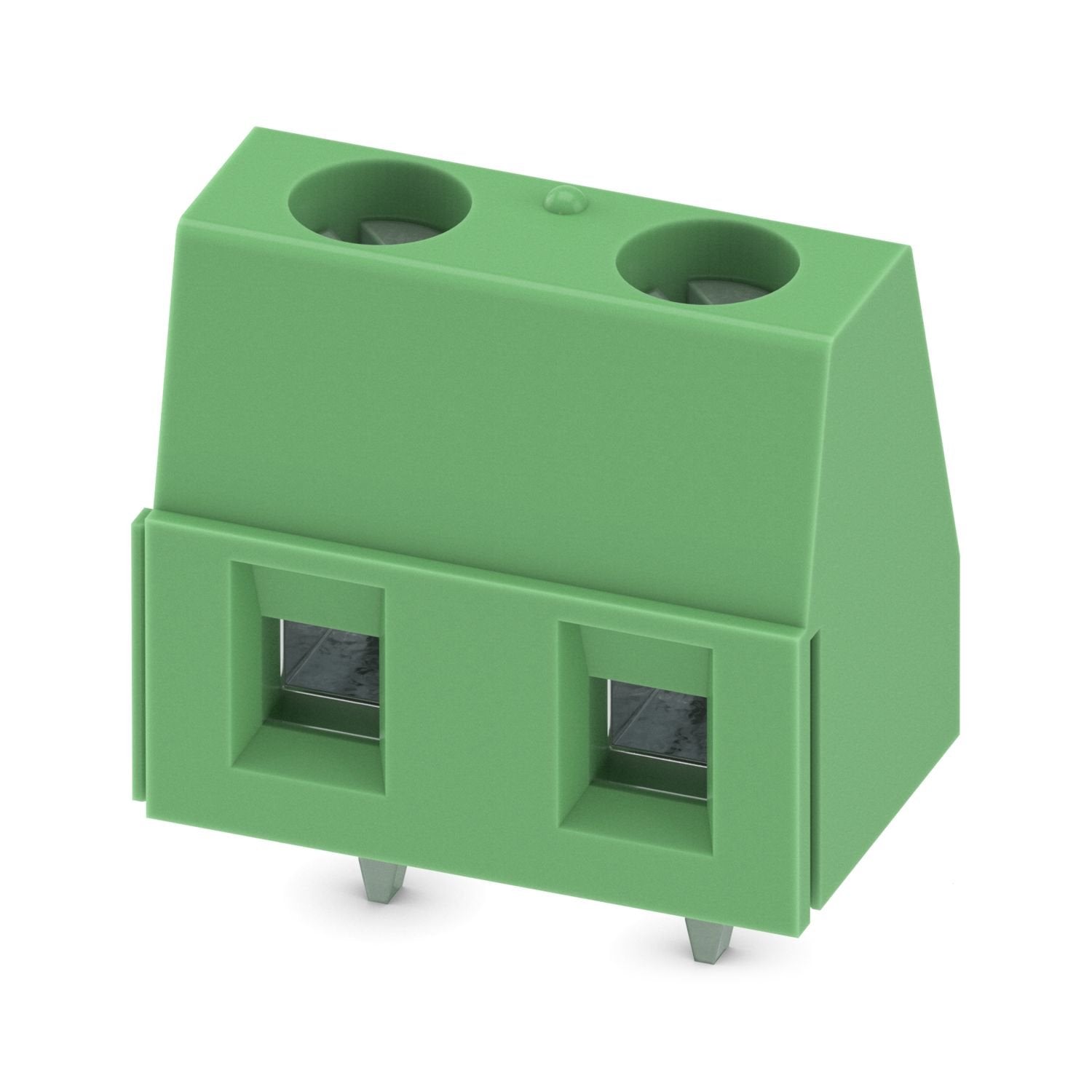 Printed circuit board terminal, nominal current: 17.5 A, rated voltage (III/2): 630 V, nominal cross section: 1.5 mm 2 , number of potentials: 2, number of rows: 1, number of positions per row: 2, product range: GMKDS 1,5, pitch: 7.62 mm, connection method: Screw connection with tension sleeve, screw head form: L Slotted, mounting: Wave soldering, conductor/PCB connection direction: 0 °, color: green, Pin layout: Linear pinning, Solder pin [P]: 3.5 mm, number of solder pins per potential: 1, type of packagi