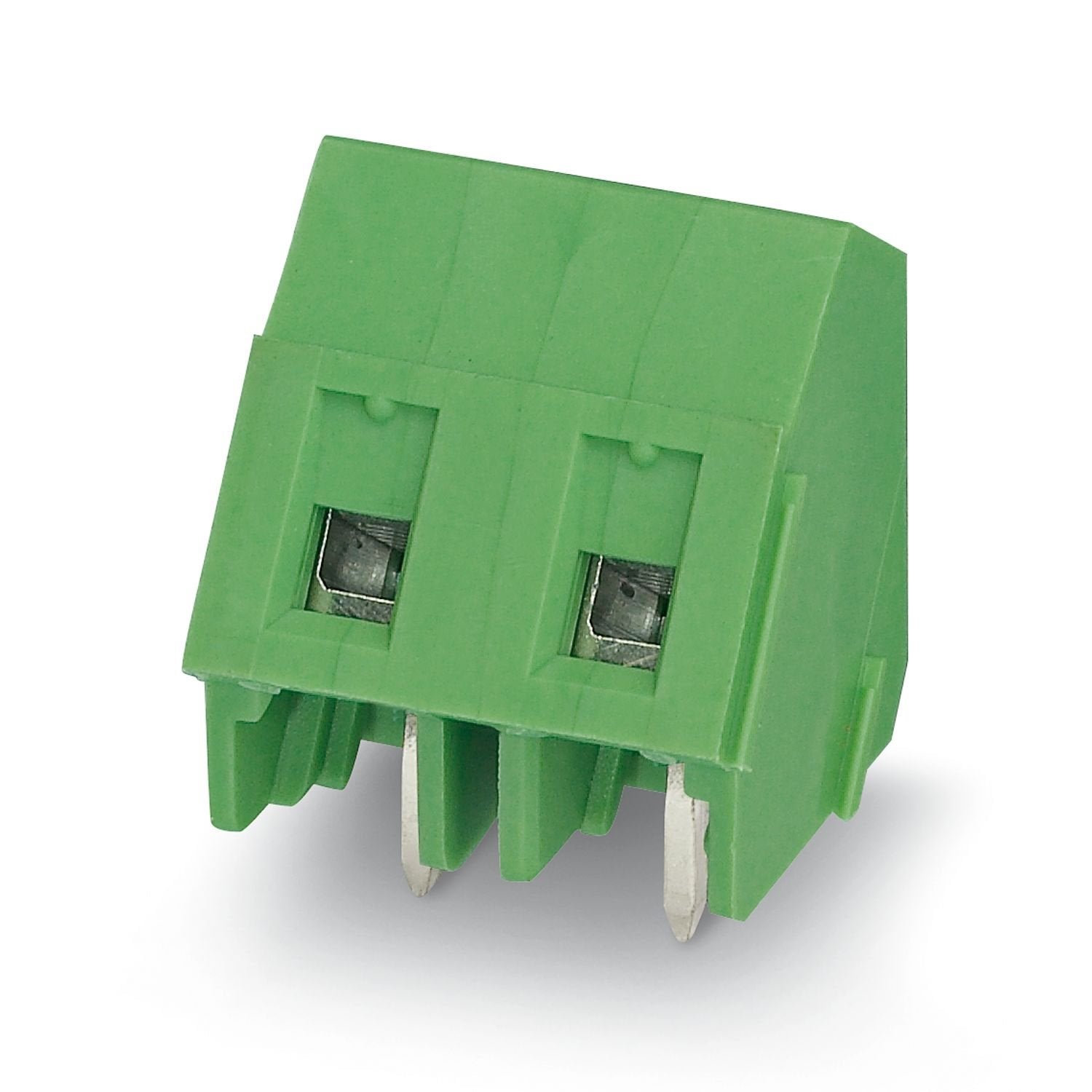 Printed circuit board terminal, nominal current: 17.5 A, rated voltage (III/2): 630 V, nominal cross section: 1.5 mm 2 , number of potentials: 3, number of rows: 1, number of positions per row: 3, product range: GSMKDSP 1,5, pitch: 7.62 mm, connection method: Screw connection with tension sleeve, screw head form: L Slotted, mounting: Wave soldering, conductor/PCB connection direction: 55 °, color: green, Pin layout: Linear pinning, Solder pin [P]: 3.5 mm, number of solder pins per potential: 1, type of pack