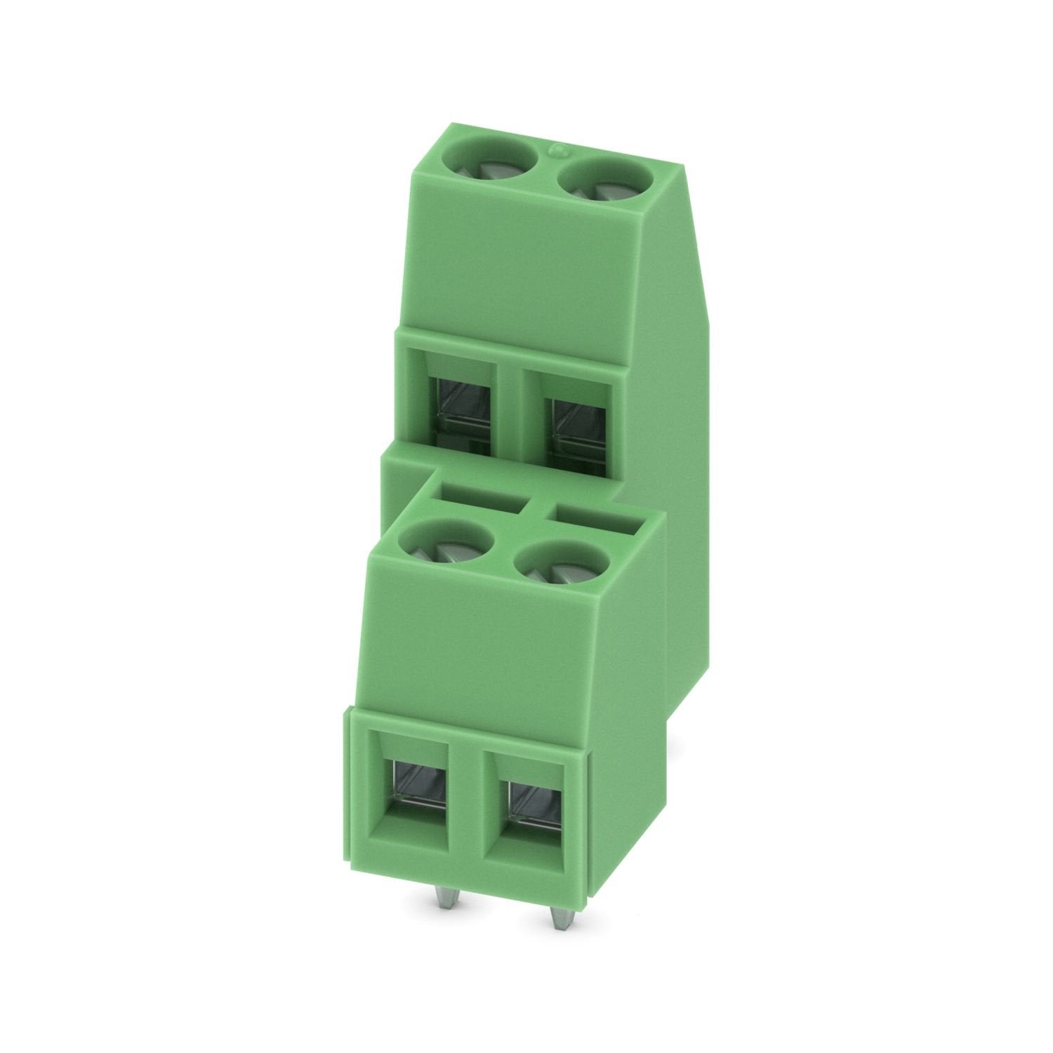 Printed circuit board terminal, nominal current: 17.5 A, rated voltage (III/2): 400 V, nominal cross section: 1.5 mm 2 , number of potentials: 4, number of rows: 2, number of positions per row: 2, product range: MKKDS 1,5, pitch: 5.08 mm, connection method: Screw connection with tension sleeve, screw head form: L Slotted, mounting: Wave soldering, conductor/PCB connection direction: 0 °, color: green, Pin layout: Linear pinning, Solder pin [P]: 3.5 mm, number of solder pins per potential: 1, type of packagi