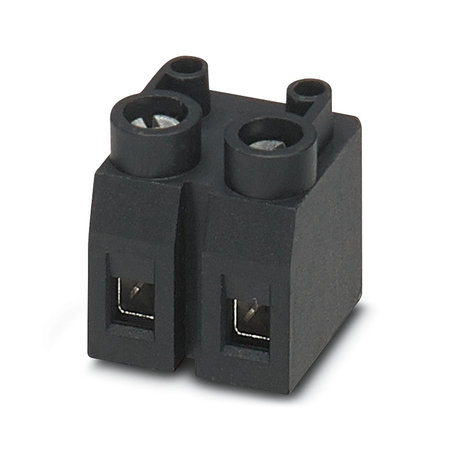 Printed circuit board terminal, number of potentials: 2, number of rows: 1, number of positions per row: 2, product range: PTE 1,5, pitch: 7.5 mm, connection method: Screw connection with tension sleeve, screw head form: L Slotted, mounting: Wave soldering, conductor/PCB connection direction: 0 °, color: black, Pin layout: Linear pinning, Solder pin [P]: 3 mm, number of solder pins per potential: 1, type of packaging: packed in cardboard. For special applications, a rated insulation voltage of 250 V at a ra