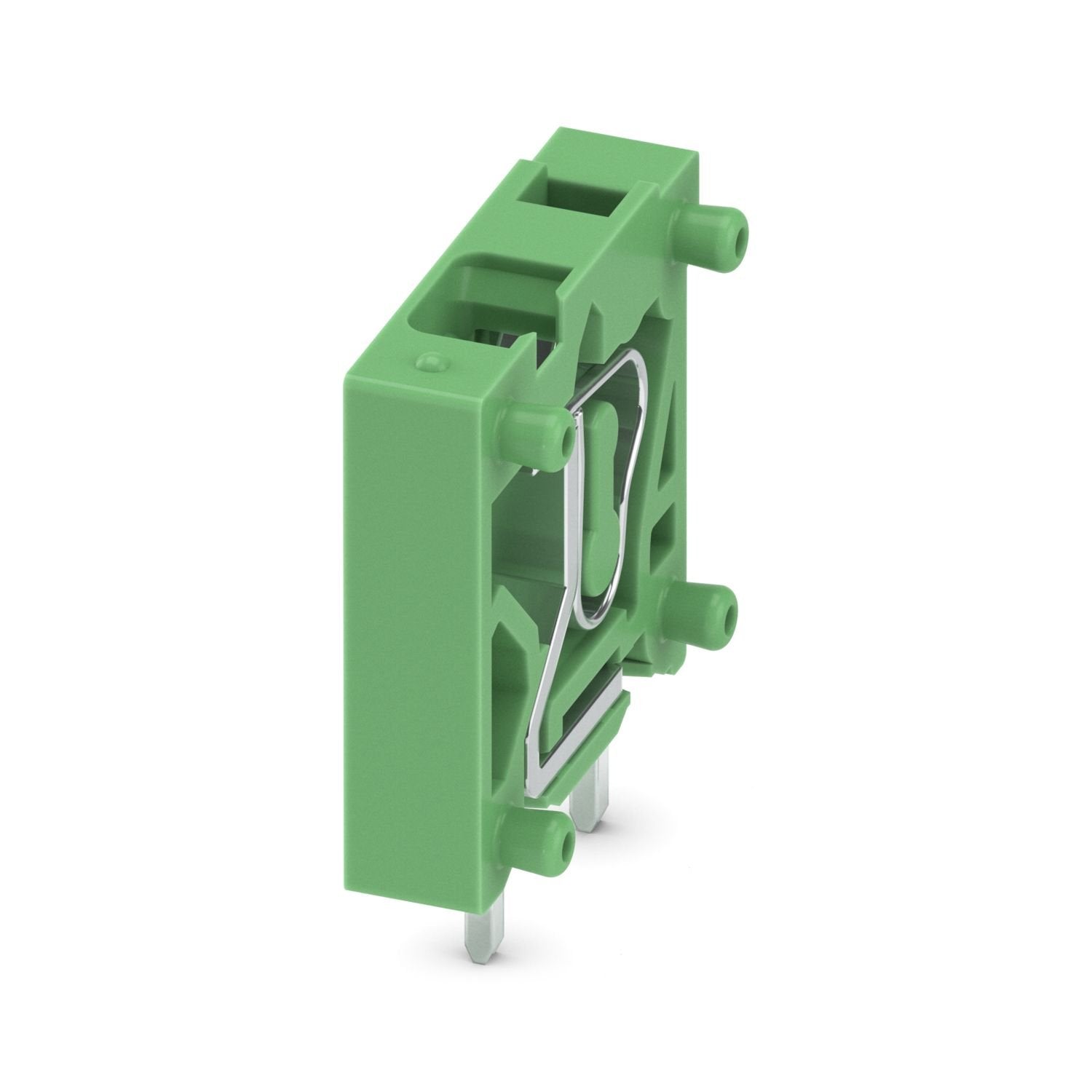 Printed circuit board terminal, nominal current: 12 A, rated voltage (III/2): 200 V, nominal cross section: 1 mm 2 , number of potentials: 1, number of rows: 1, number of positions per row: 1, product range: ZFKDS(A) 1-V, pitch: 3.81 mm, connection method: Spring-cage connection, mounting: Wave soldering, conductor/PCB connection direction: 90 °, color: green, Pin layout: Linear pinning, Solder pin [P]: 3.5 mm, number of solder pins per potential: 2, type of packaging: packed in cardboard. Single module for