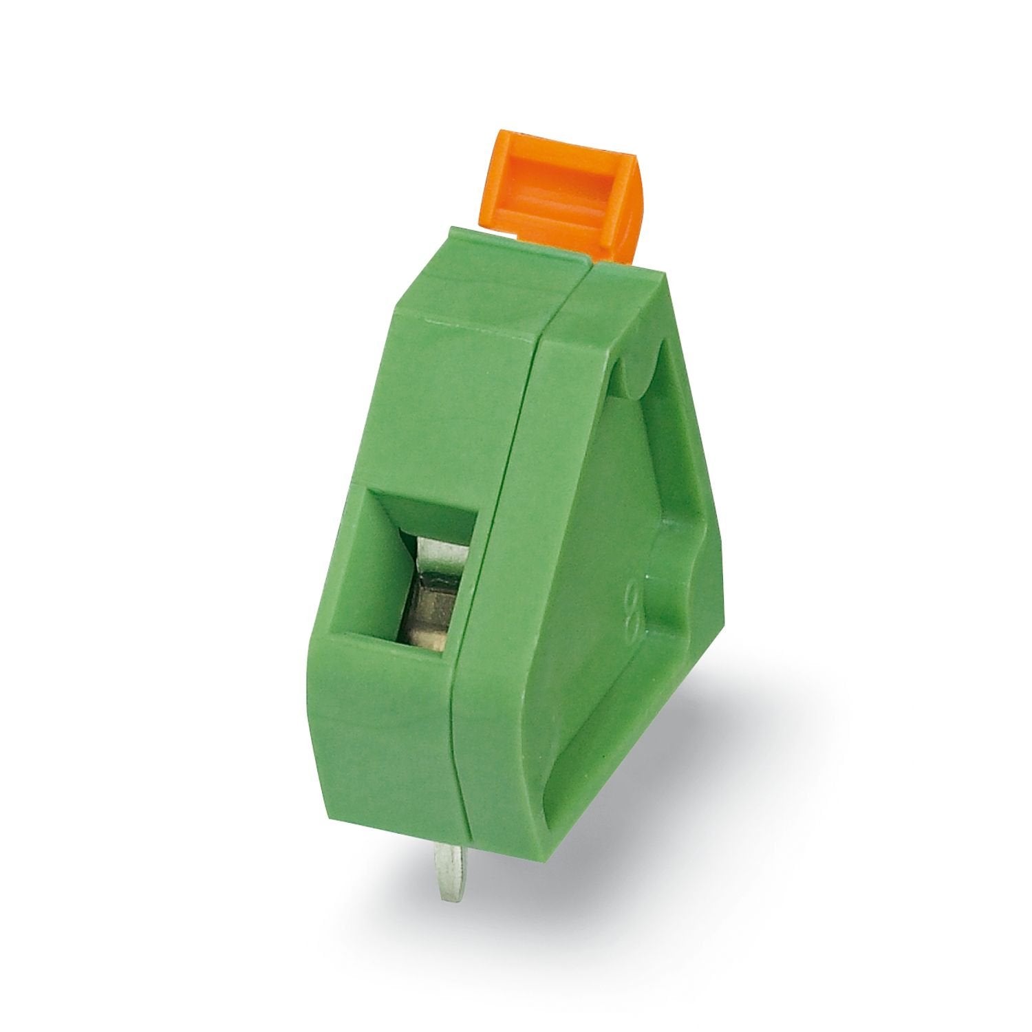 Printed circuit board terminal, nominal current: 16 A, rated voltage (III/2): 320 V, nominal cross section: 1.5 mm 2 , number of potentials: 1, number of rows: 1, number of positions per row: 1, product range: ZFKDS(A) 1,5-W, pitch: 7.62 mm, connection method: Spring-cage connection, mounting: Wave soldering, conductor/PCB connection direction: 45 °, color: green, Pin layout: Linear pinning, Solder pin [P]: 3.5 mm, number of solder pins per potential: 2, type of packaging: packed in cardboard. End terminal 
