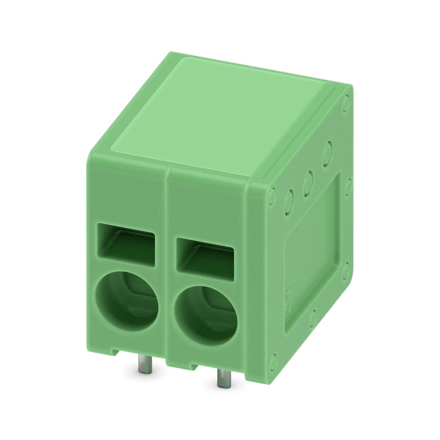 Printed circuit board terminal, nominal current: 23 A, nominal cross section: 2.5 mm 2 , number of potentials: 2, number of rows: 1, number of positions per row: 2, product range: SPT 2,5/..-H-EX, pitch: 5 mm, connection method: Push-in spring connection, mounting: Wave soldering, conductor/PCB connection direction: 0 °, color: green, Pin layout: Linear pinning, Solder pin [P]: 2.5 mm, number of solder pins per potential: 2, type of packaging: packed in cardboard