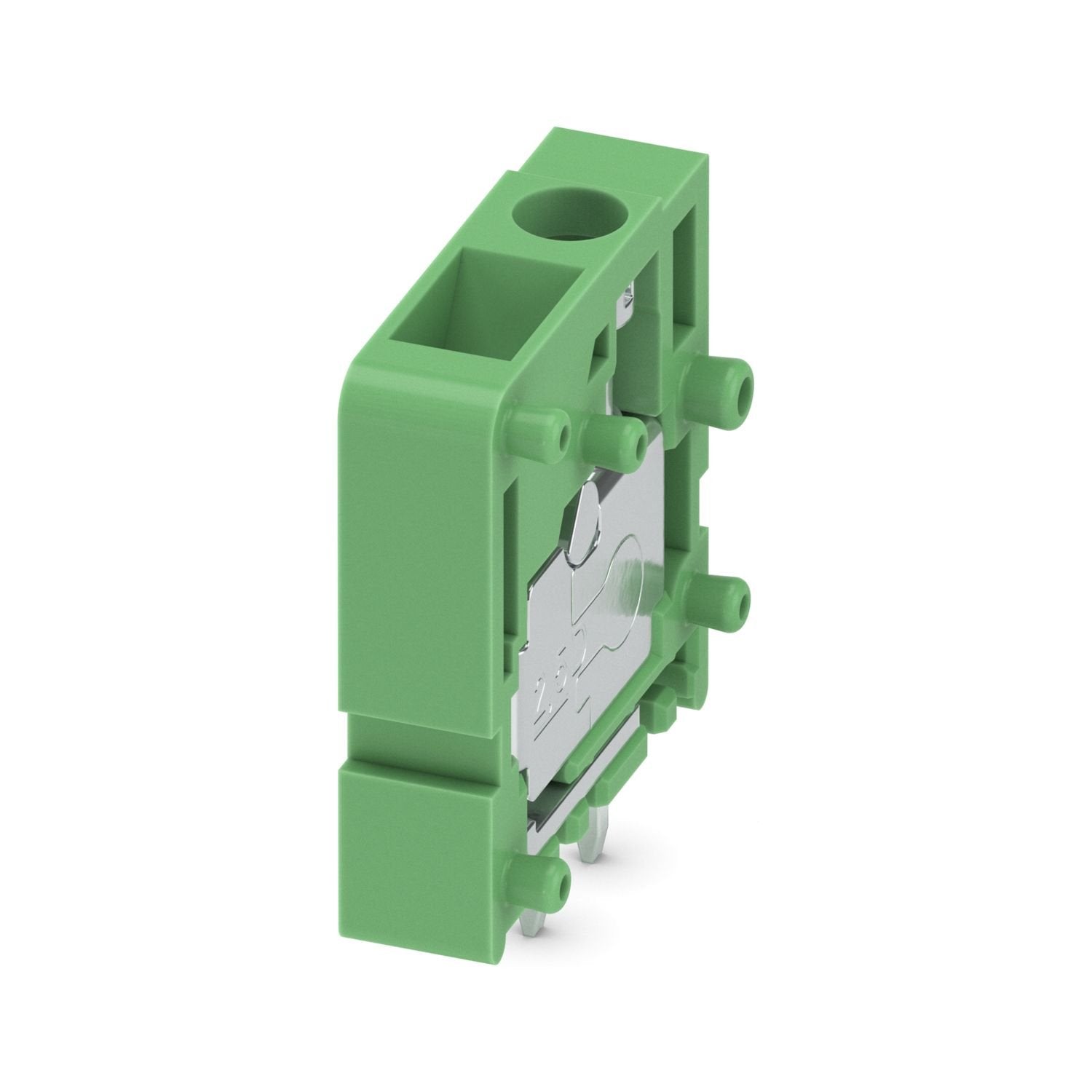 Printed circuit board terminal, nominal current: 21 A, nominal cross section: 2.5 mm 2 , number of potentials: 1, number of rows: 1, number of positions per row: 1, product range: FRONT 2,5-V-EX, pitch: 5 mm, connection method: Front screw connection, screw head form: L Slotted, mounting: Wave soldering, conductor/PCB connection direction: 90 °, color: green, Pin layout: Linear pinning, Solder pin [P]: 3.5 mm, number of solder pins per potential: 2, type of packaging: packed in cardboard. The article can be
