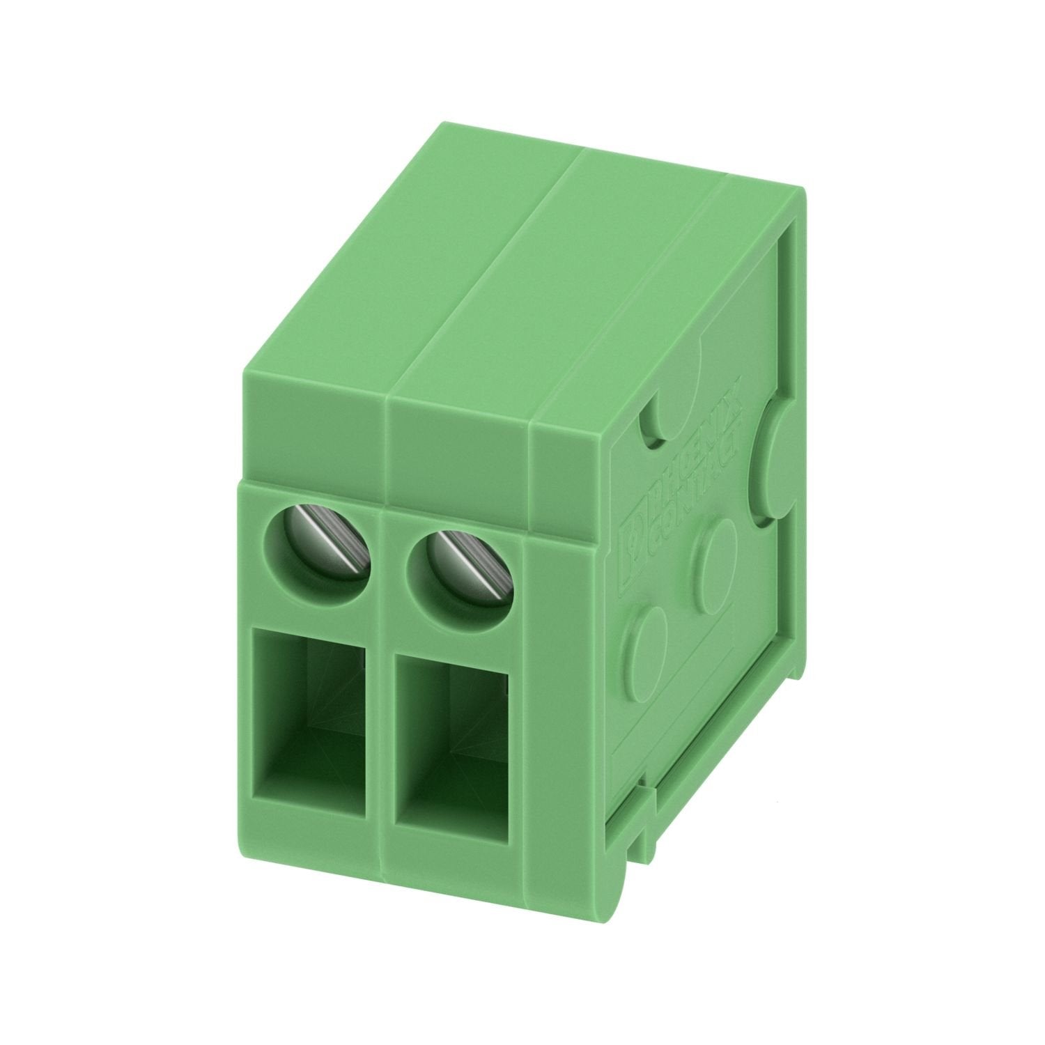 Printed circuit board terminal, nominal current: 24 A, rated voltage (III/2): 400 V, nominal cross section: 2.5 mm 2 , number of potentials: 2, number of rows: 1, number of positions per row: 2, product range: FRONT 2,5-H/SA 5, pitch: 5 mm, connection method: Front screw connection, screw head form: L Slotted, mounting: Wave soldering, conductor/PCB connection direction: 0 °, color: green, Pin layout: Linear pinning, Solder pin [P]: 3.5 mm, number of solder pins per potential: 2, type of packaging: packed i