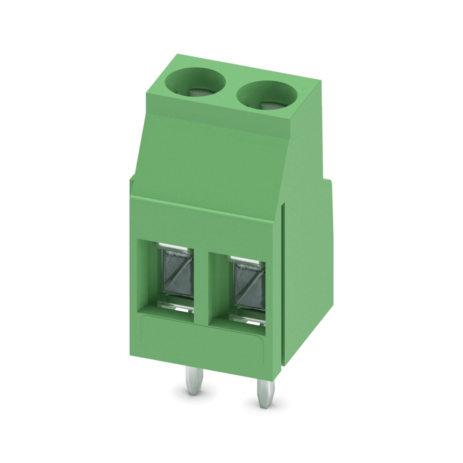 Printed circuit board terminal, nominal current: 24 A, rated voltage (III/2): 400 V, nominal cross section: 2.5 mm 2 , number of potentials: 2, number of rows: 1, number of positions per row: 2, product range: MKDS 3, pitch: 5 mm, connection method: Screw connection with tension sleeve, screw head form: L Slotted, mounting: Wave soldering, conductor/PCB connection direction: 0 °, color: green, Pin layout: Linear pinning, Solder pin [P]: 5 mm, number of solder pins per potential: 1, type of packaging: packed
